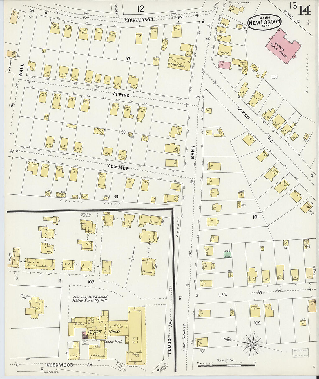 This old map of New London, New London County, Connecticut was created by Sanborn Map Company in 1896