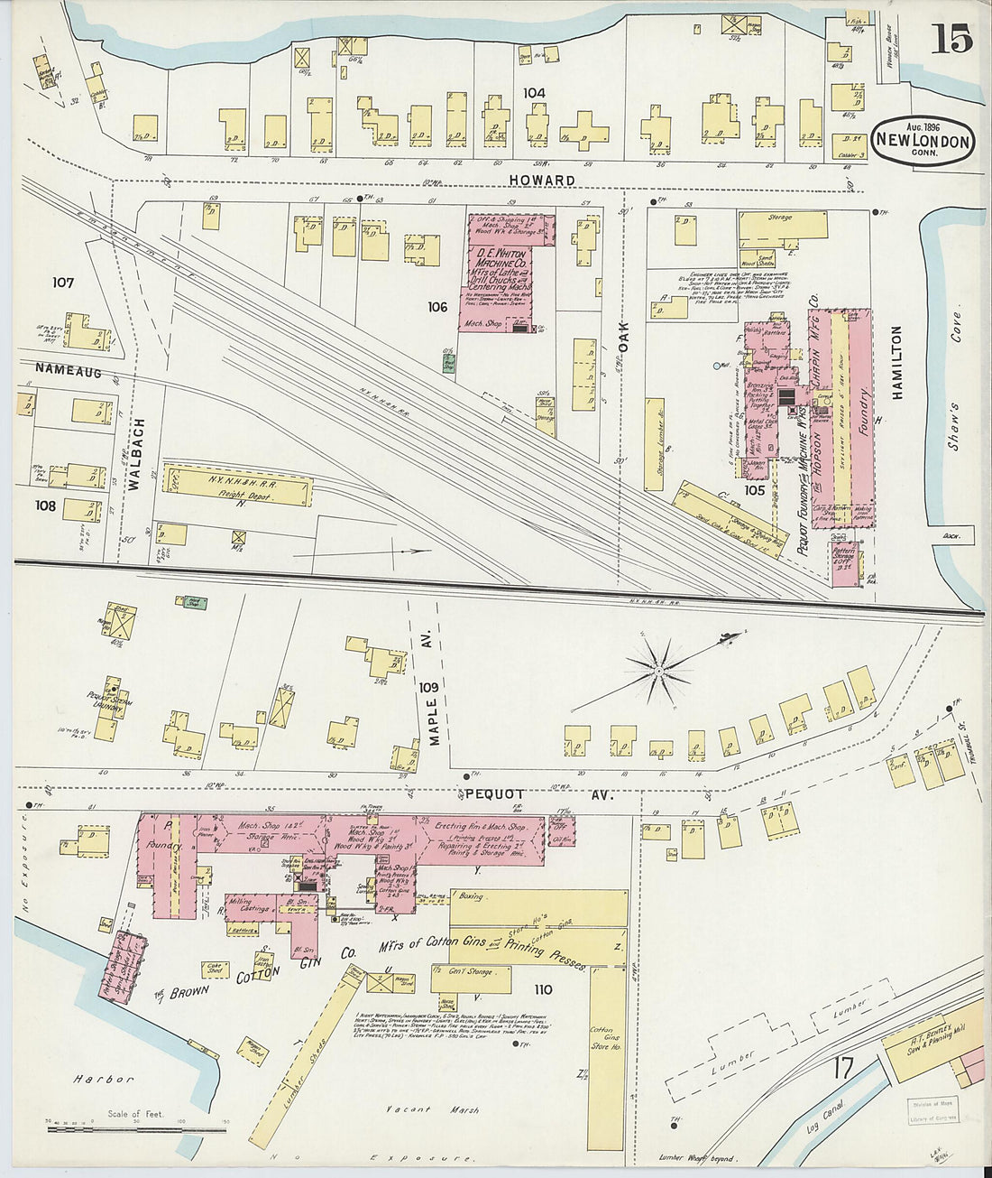 This old map of New London, New London County, Connecticut was created by Sanborn Map Company in 1896