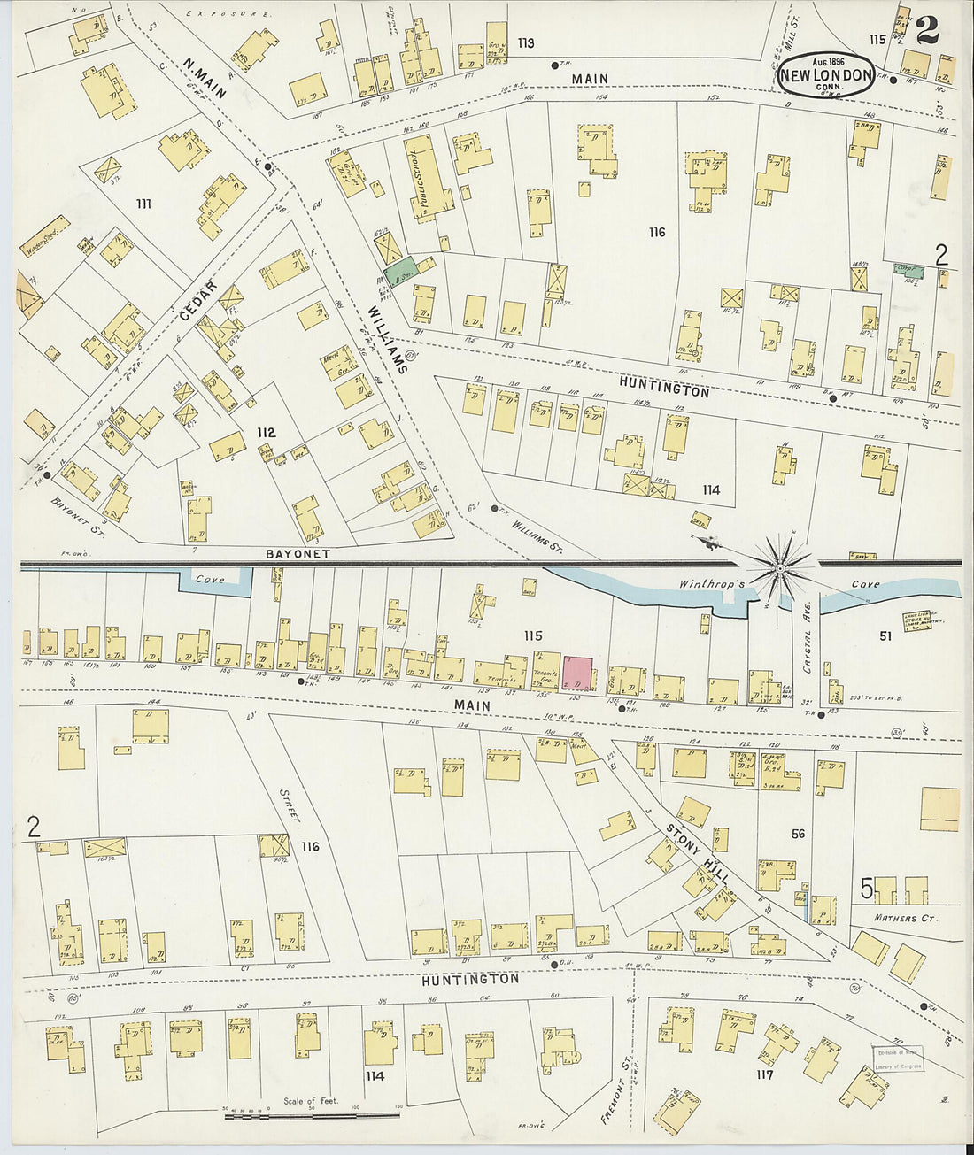 This old map of New London, New London County, Connecticut was created by Sanborn Map Company in 1896