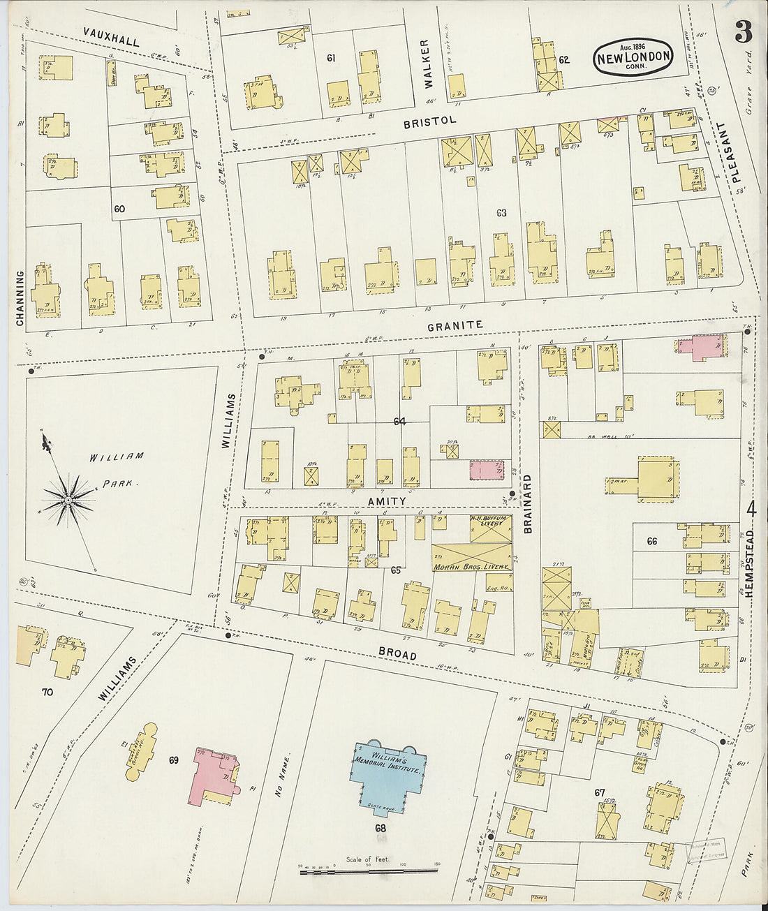 This old map of New London, New London County, Connecticut was created by Sanborn Map Company in 1896