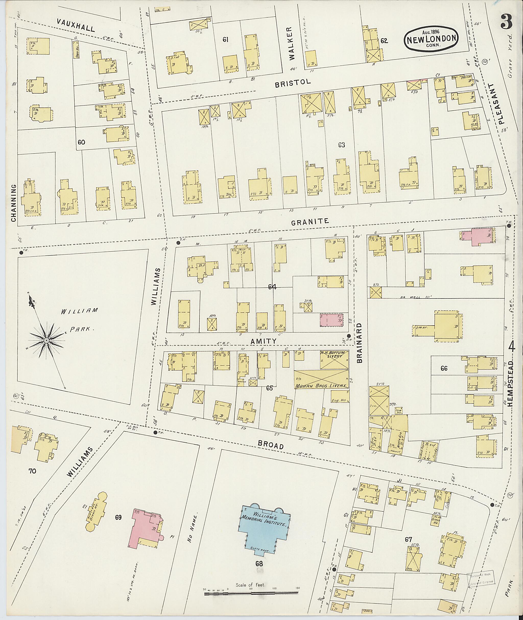 This old map of New London, New London County, Connecticut was created by Sanborn Map Company in 1896