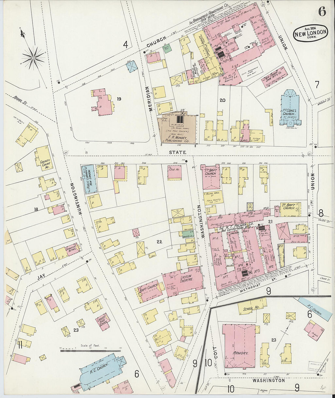 This old map of New London, New London County, Connecticut was created by Sanborn Map Company in 1896