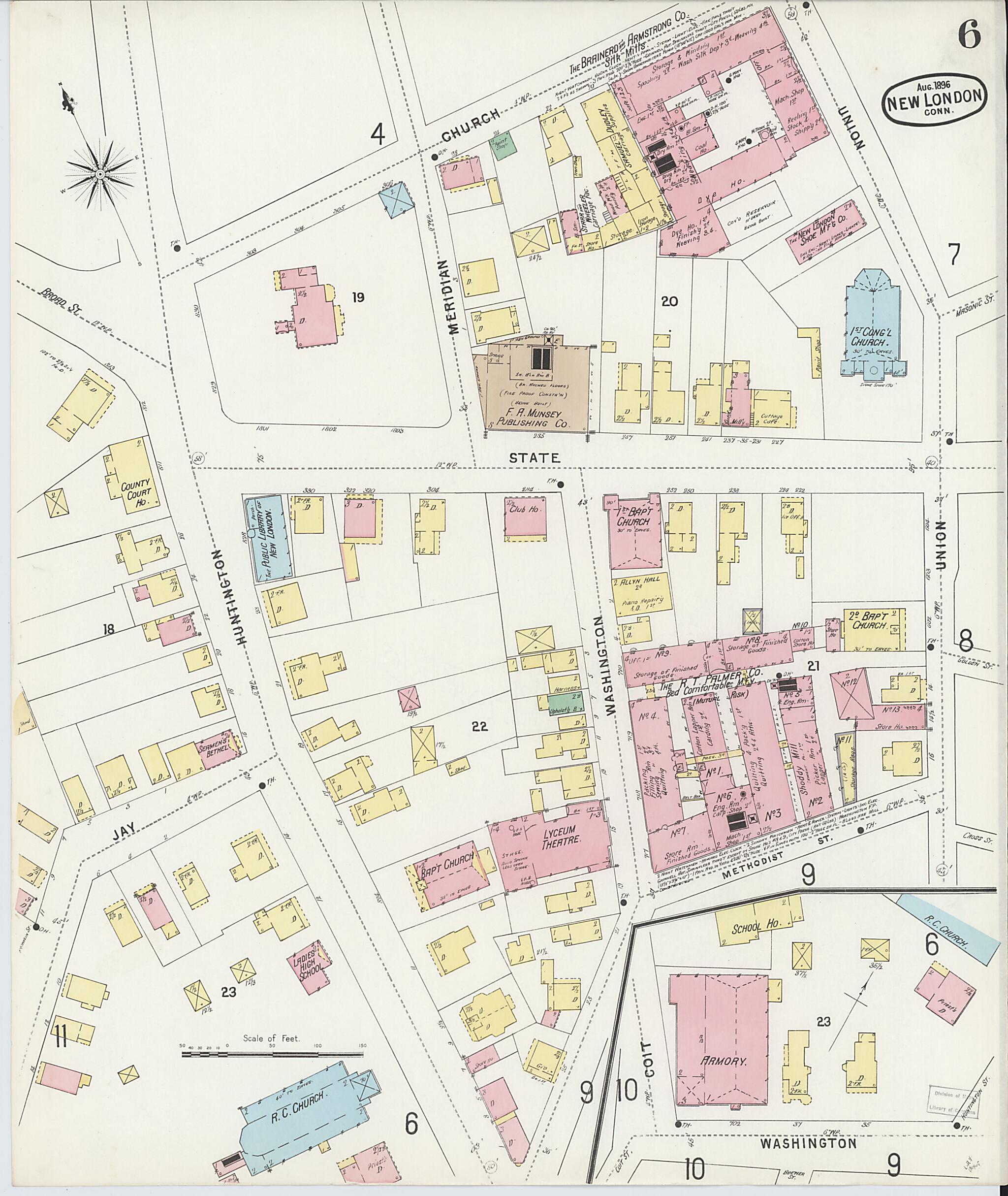 This old map of New London, New London County, Connecticut was created by Sanborn Map Company in 1896