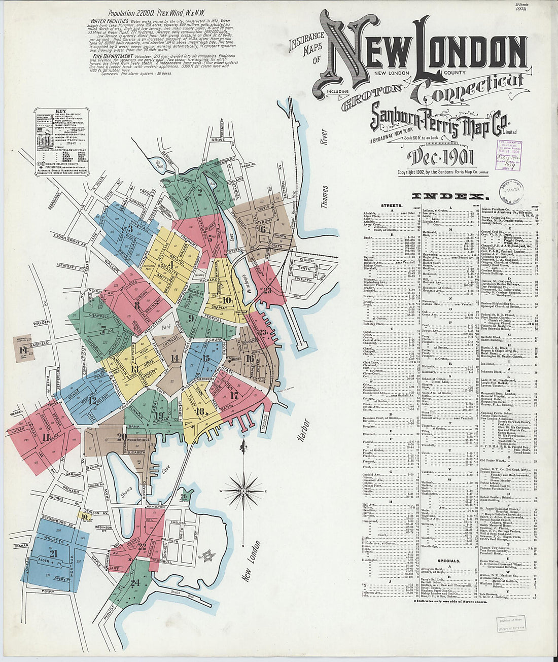 This old map of New London, New London County, Connecticut was created by Sanborn Map Company in 1901