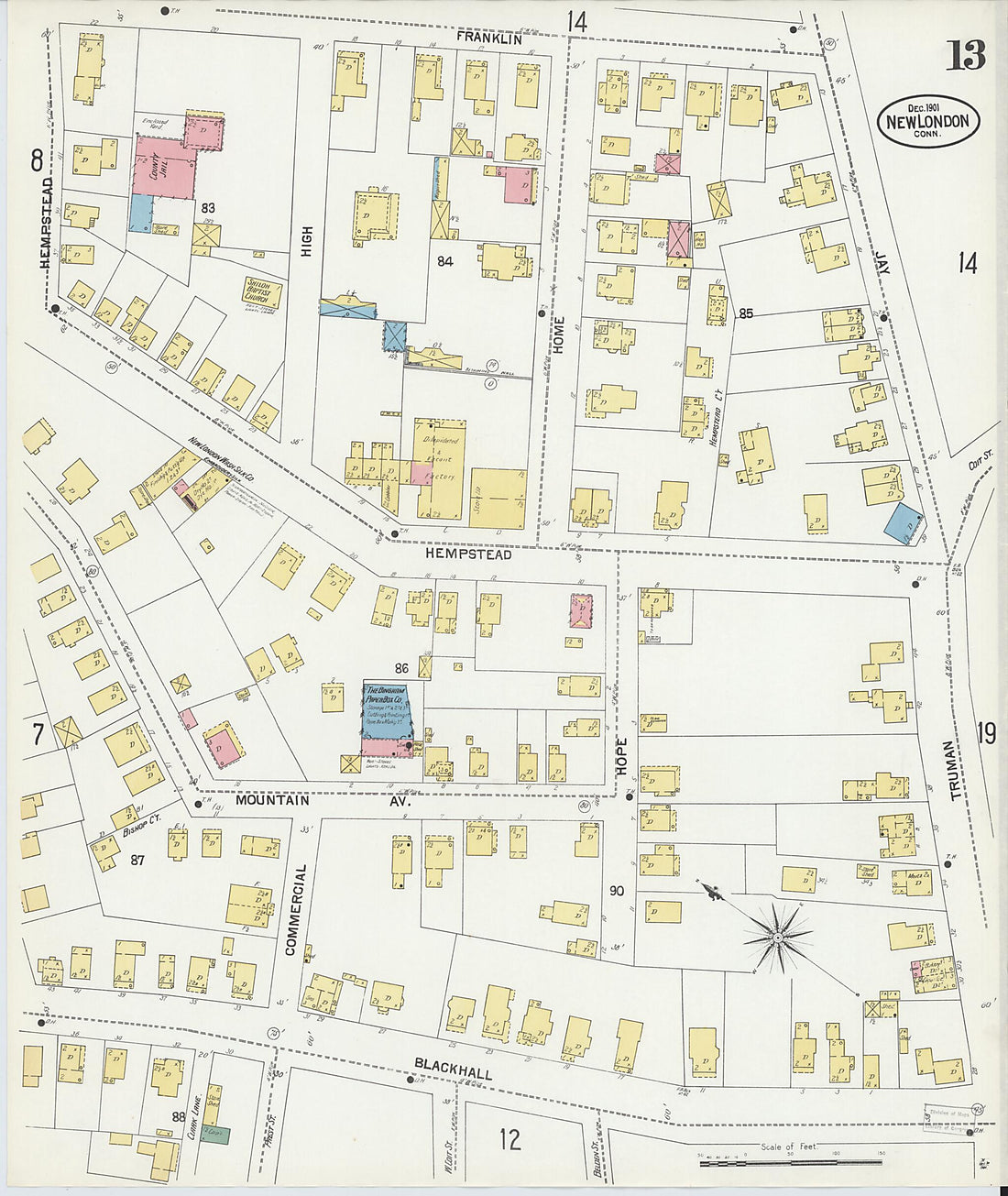 This old map of New London, New London County, Connecticut was created by Sanborn Map Company in 1901