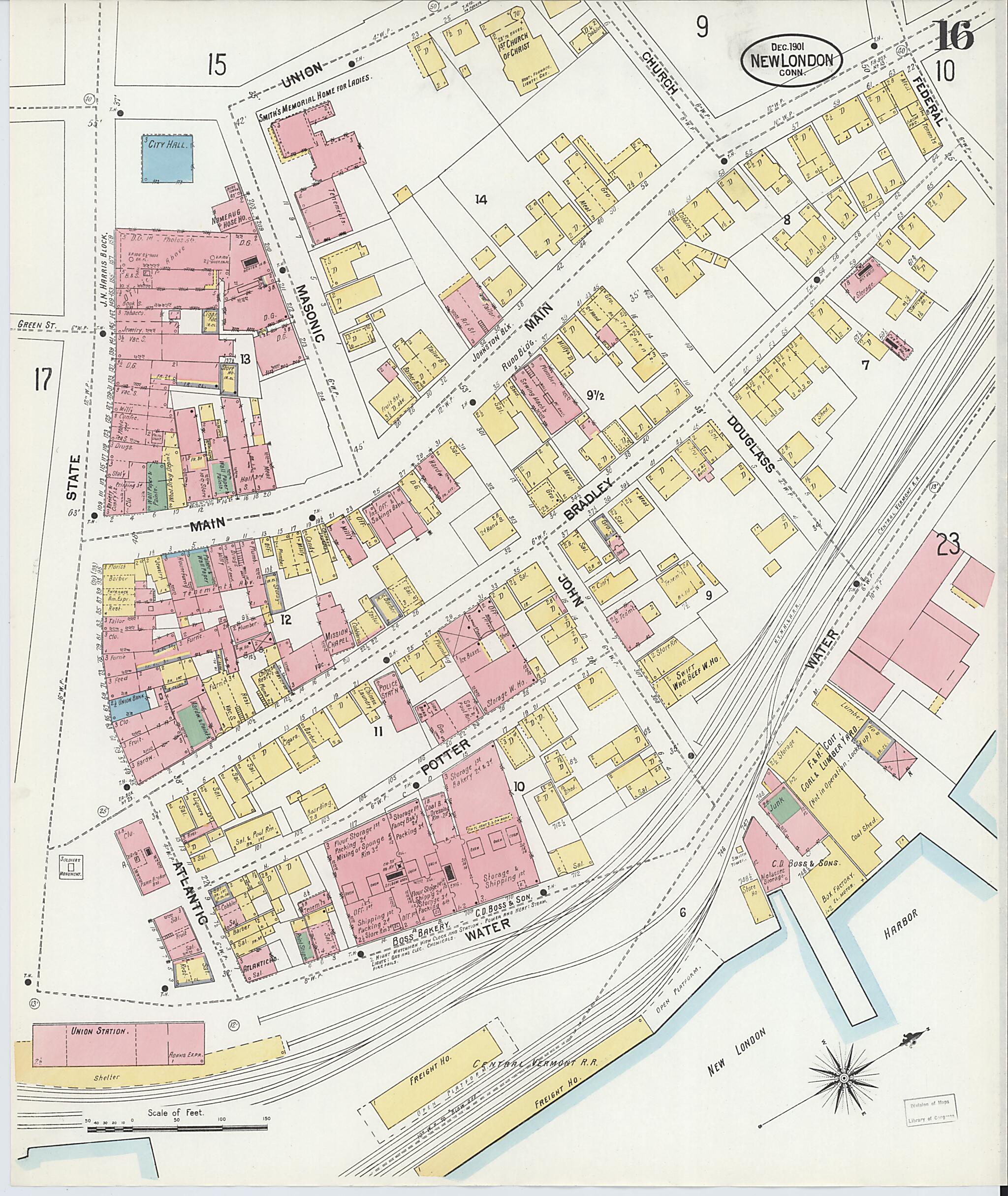 This old map of New London, New London County, Connecticut was created by Sanborn Map Company in 1901