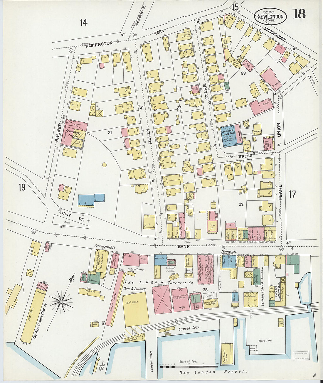 This old map of New London, New London County, Connecticut was created by Sanborn Map Company in 1901