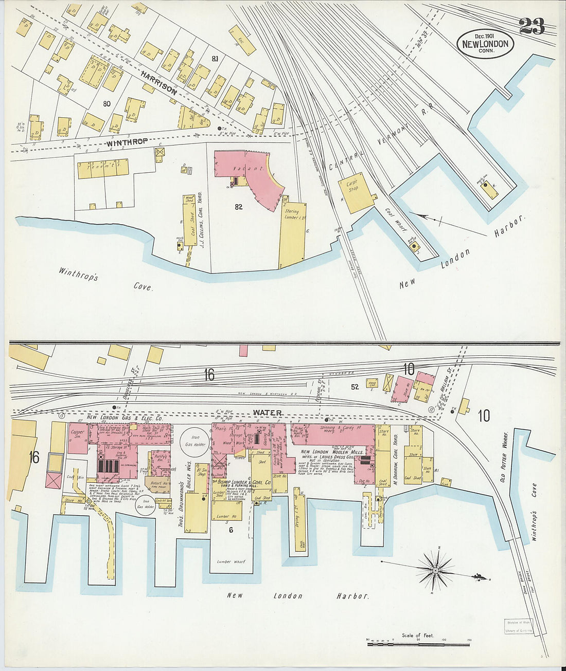 This old map of New London, New London County, Connecticut was created by Sanborn Map Company in 1901