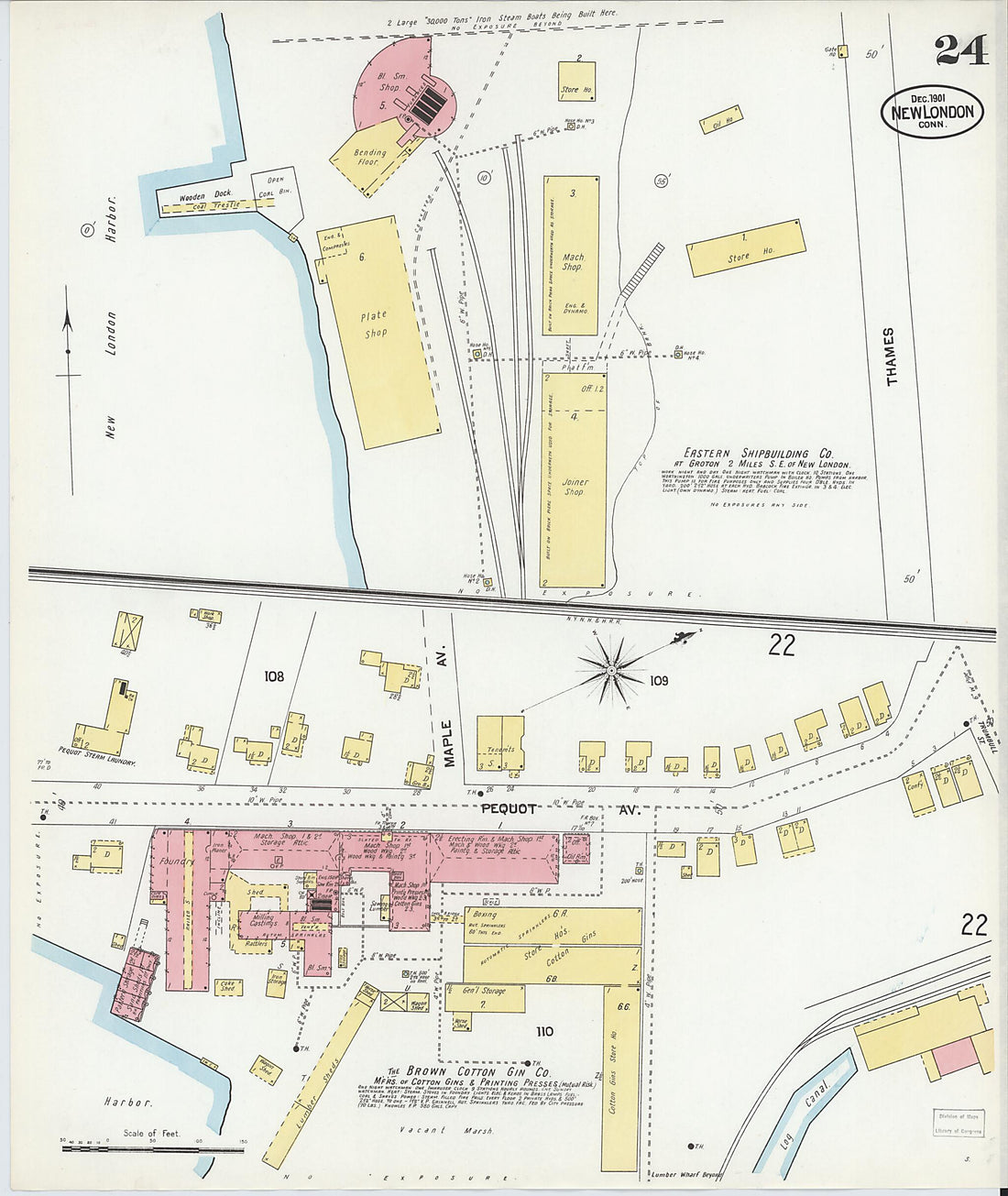 This old map of New London, New London County, Connecticut was created by Sanborn Map Company in 1901