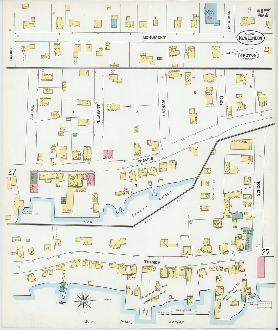 This old map of New London, New London County, Connecticut was created by Sanborn Map Company in 1901