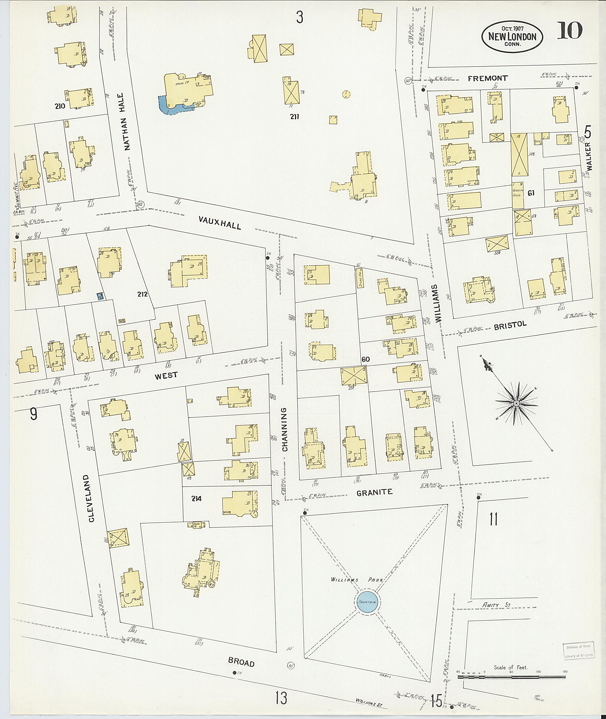 This old map of New London, New London County, Connecticut was created by Sanborn Map Company in 1907