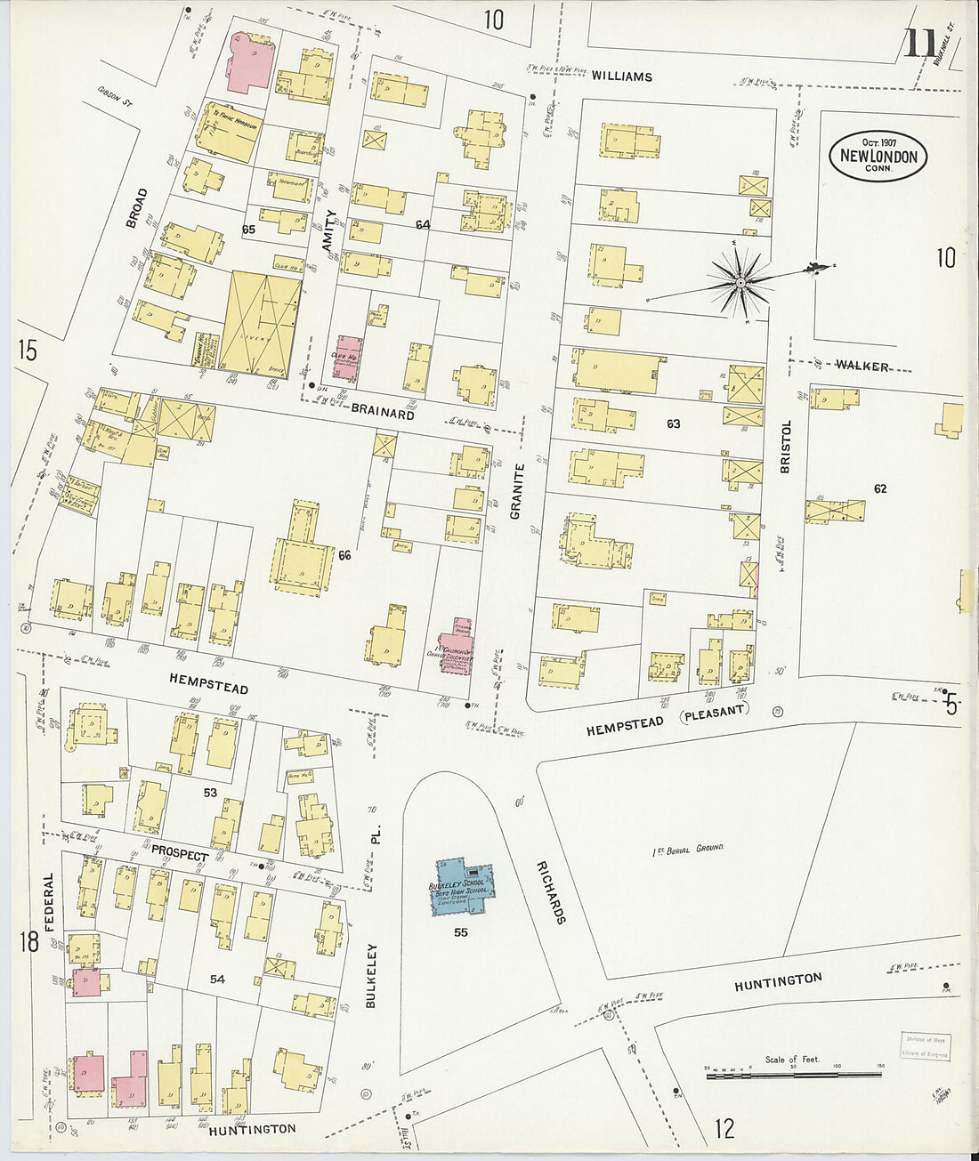 This old map of New London, New London County, Connecticut was created by Sanborn Map Company in 1907