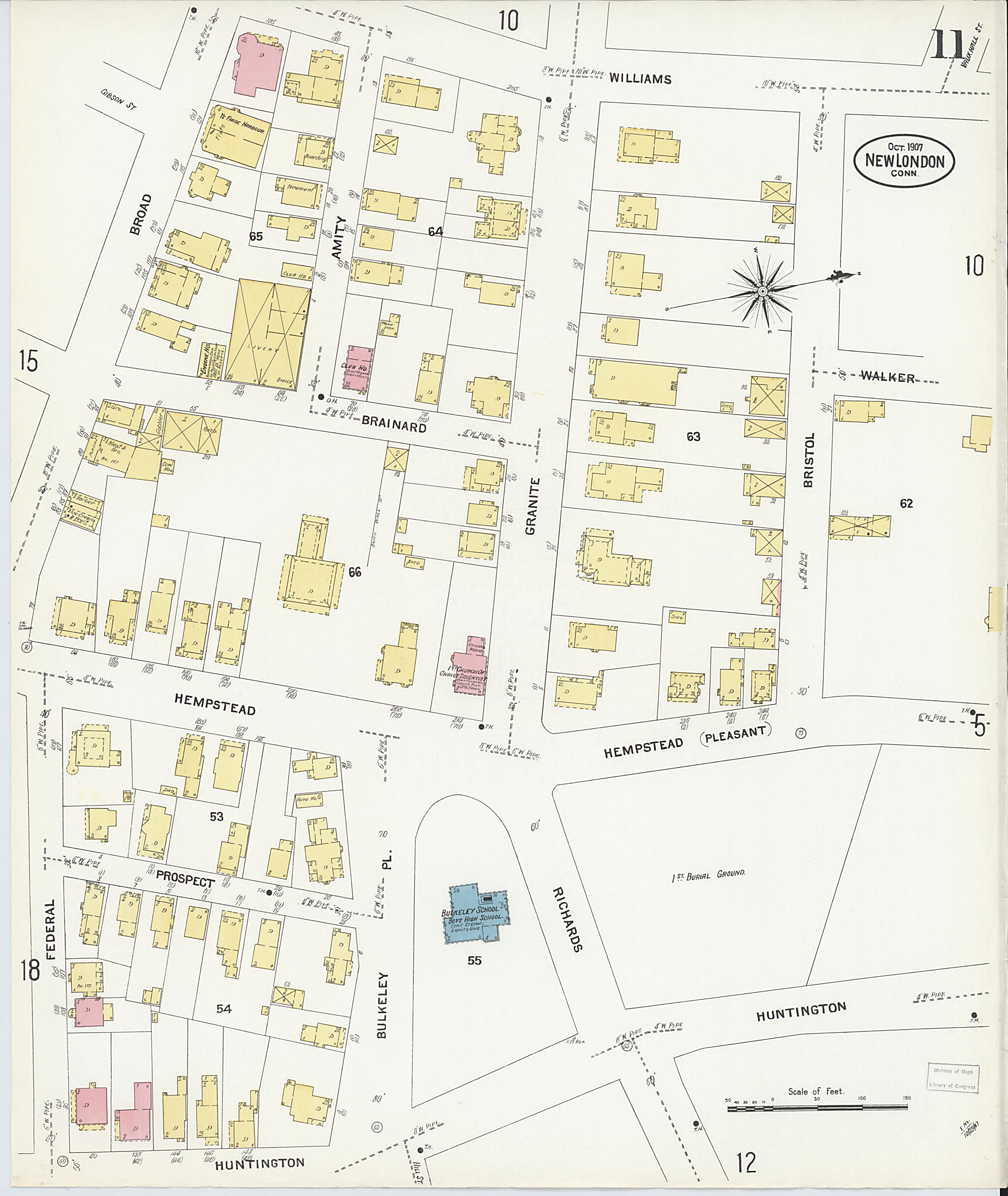 This old map of New London, New London County, Connecticut was created by Sanborn Map Company in 1907
