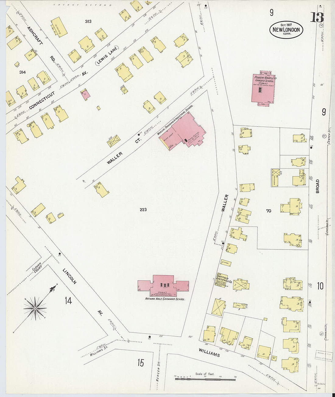 This old map of New London, New London County, Connecticut was created by Sanborn Map Company in 1907