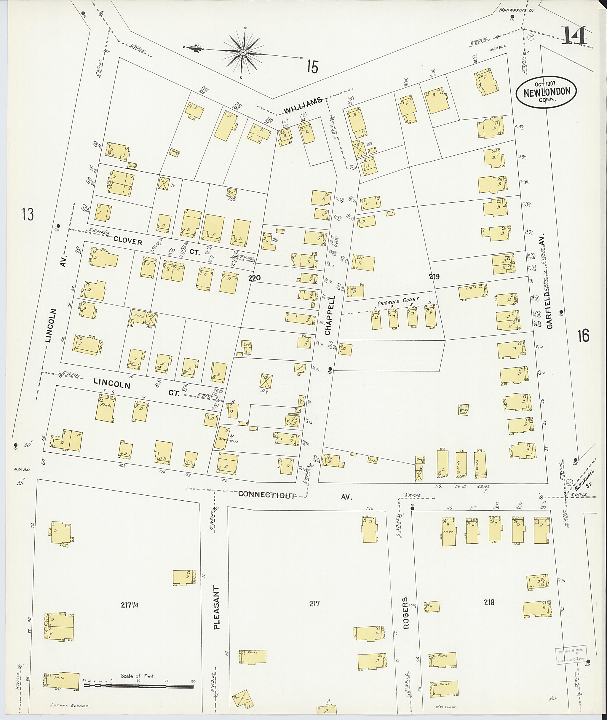 This old map of New London, New London County, Connecticut was created by Sanborn Map Company in 1907