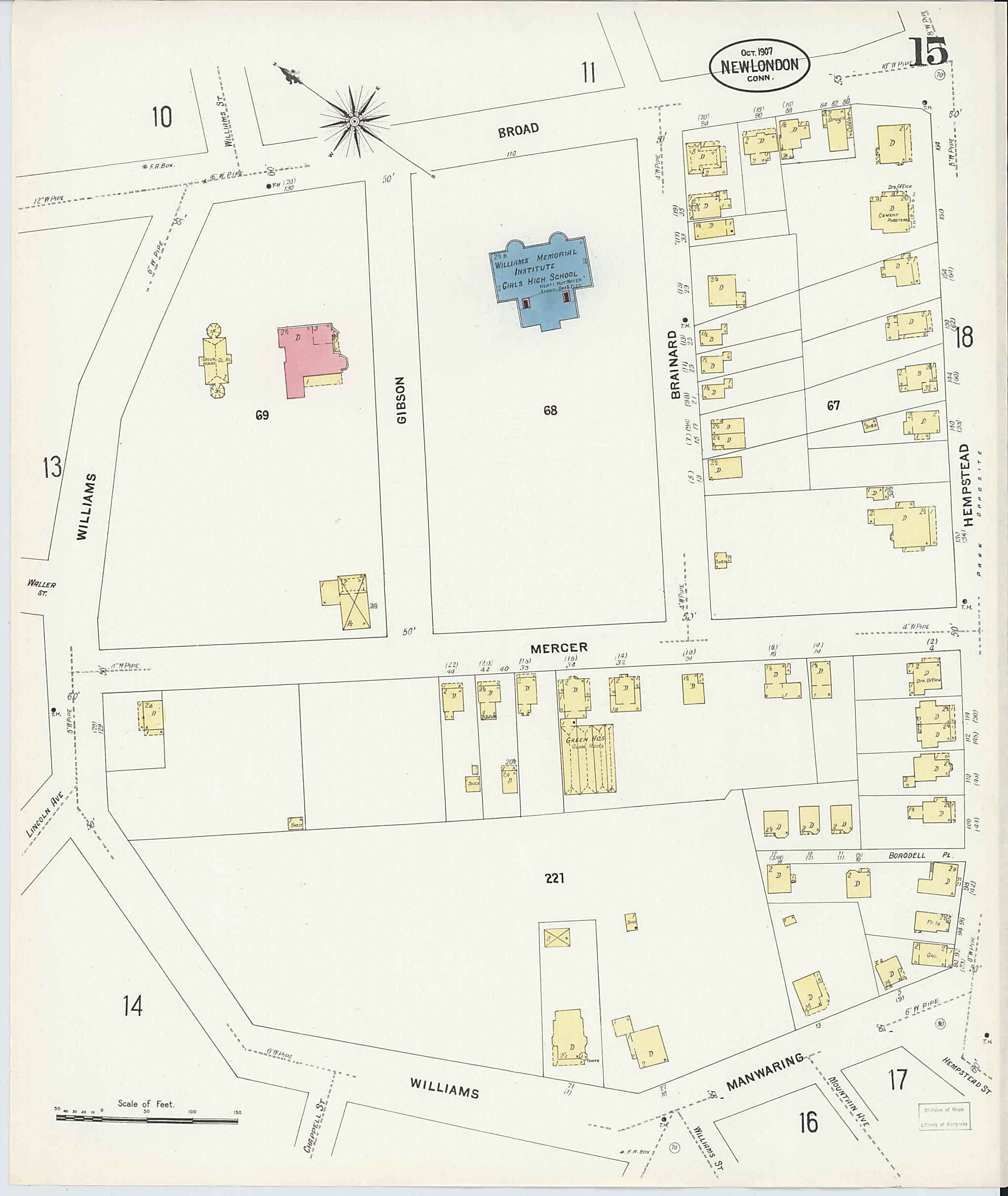 This old map of New London, New London County, Connecticut was created by Sanborn Map Company in 1907
