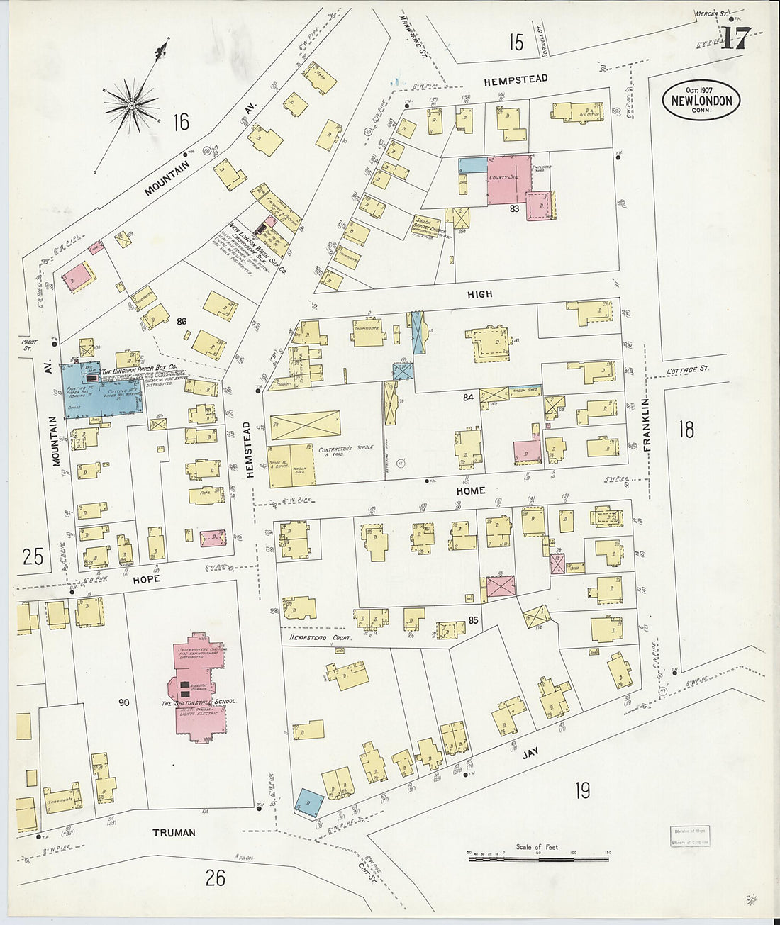 This old map of New London, New London County, Connecticut was created by Sanborn Map Company in 1907