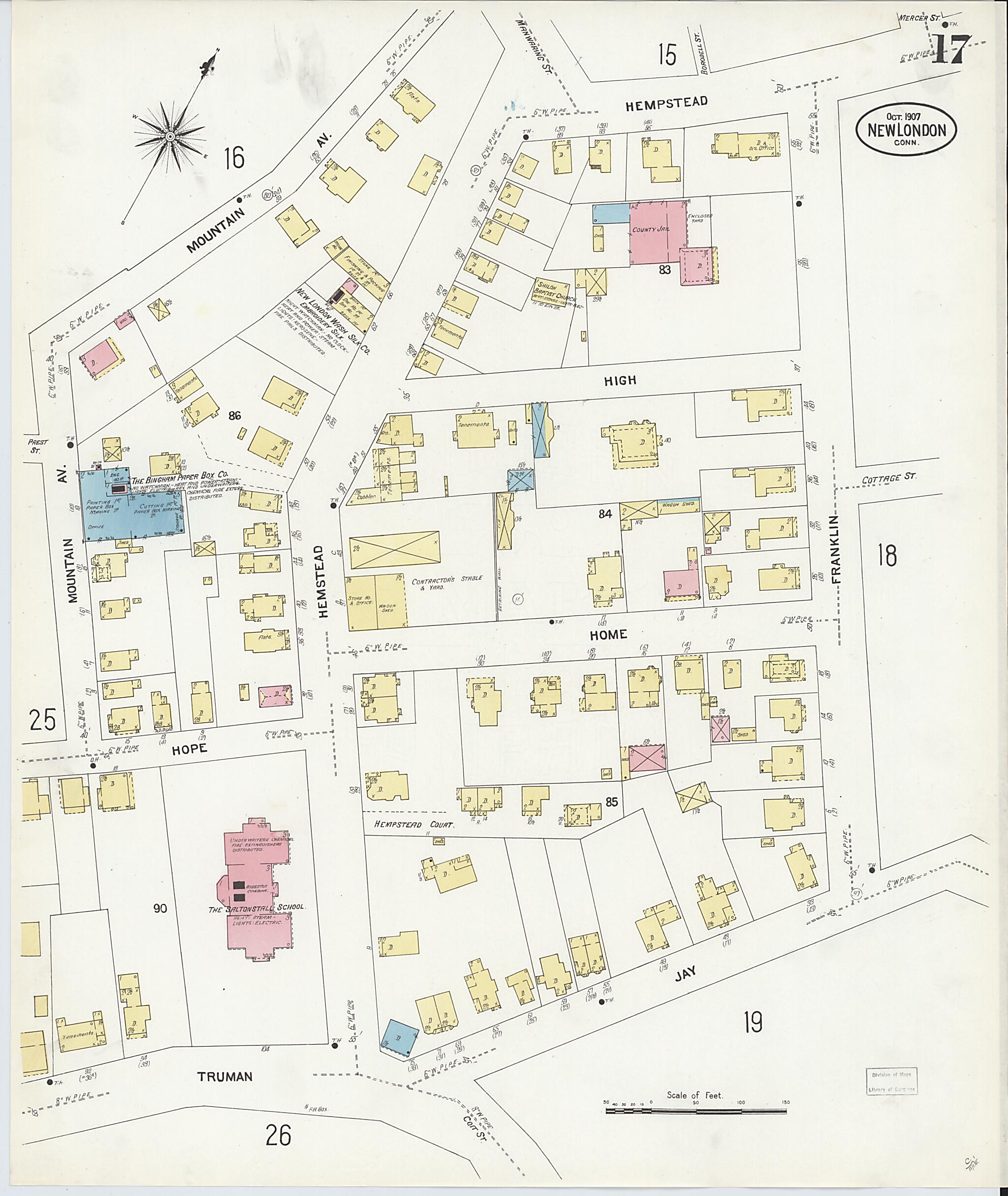 This old map of New London, New London County, Connecticut was created by Sanborn Map Company in 1907