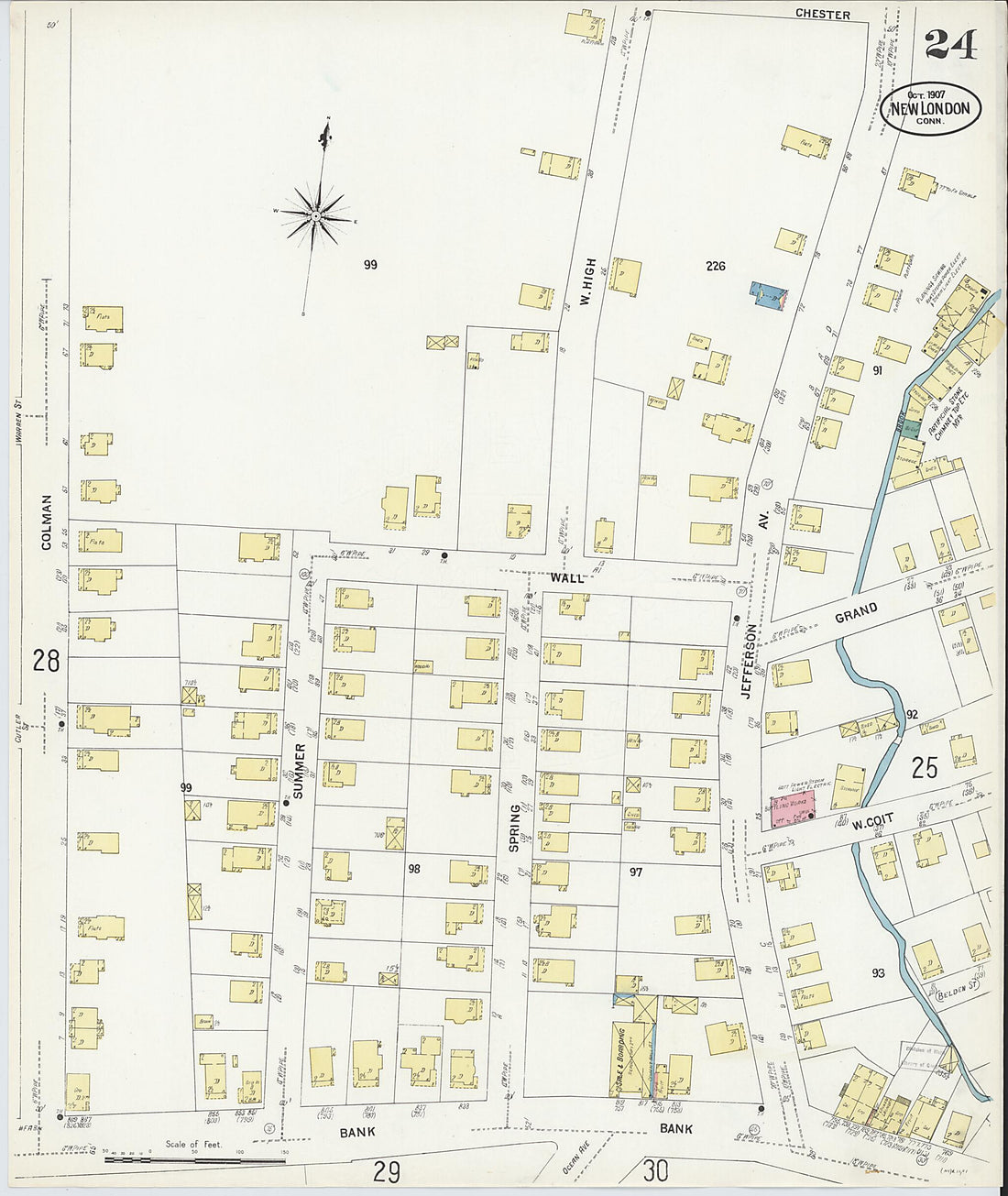 This old map of New London, New London County, Connecticut was created by Sanborn Map Company in 1907