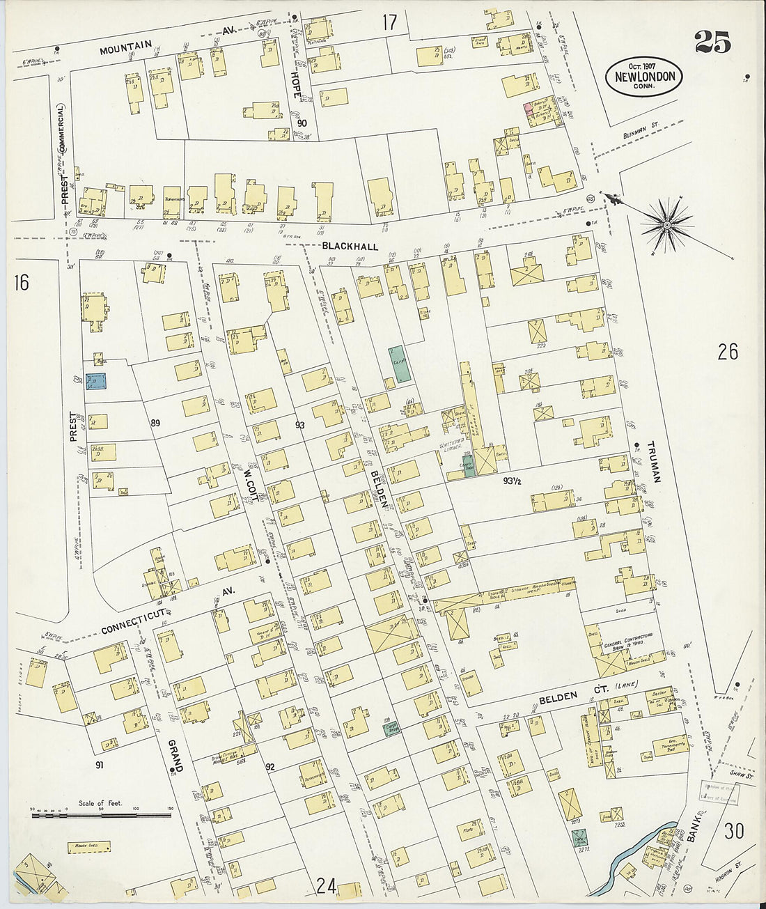 This old map of New London, New London County, Connecticut was created by Sanborn Map Company in 1907