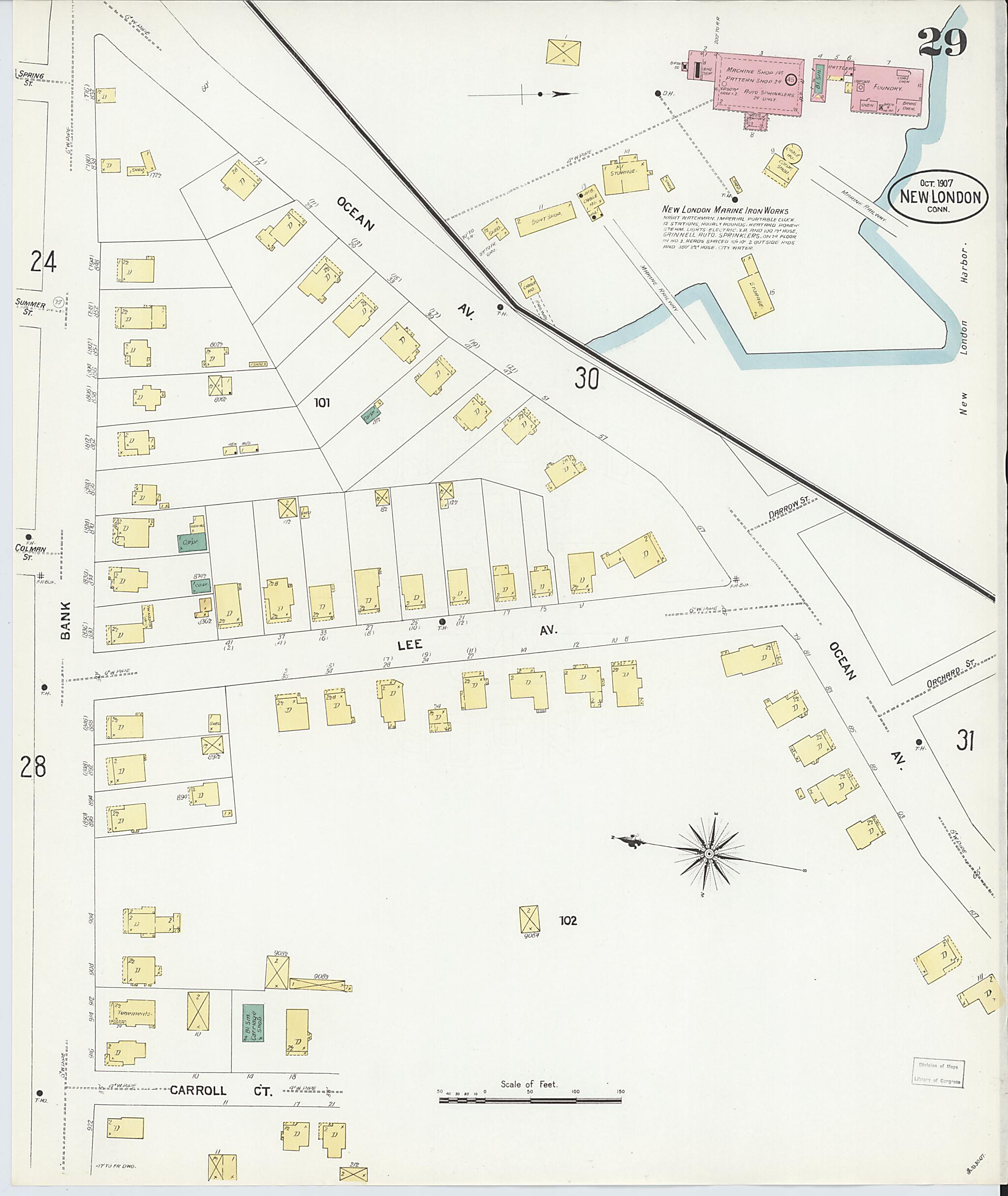 This old map of New London, New London County, Connecticut was created by Sanborn Map Company in 1907