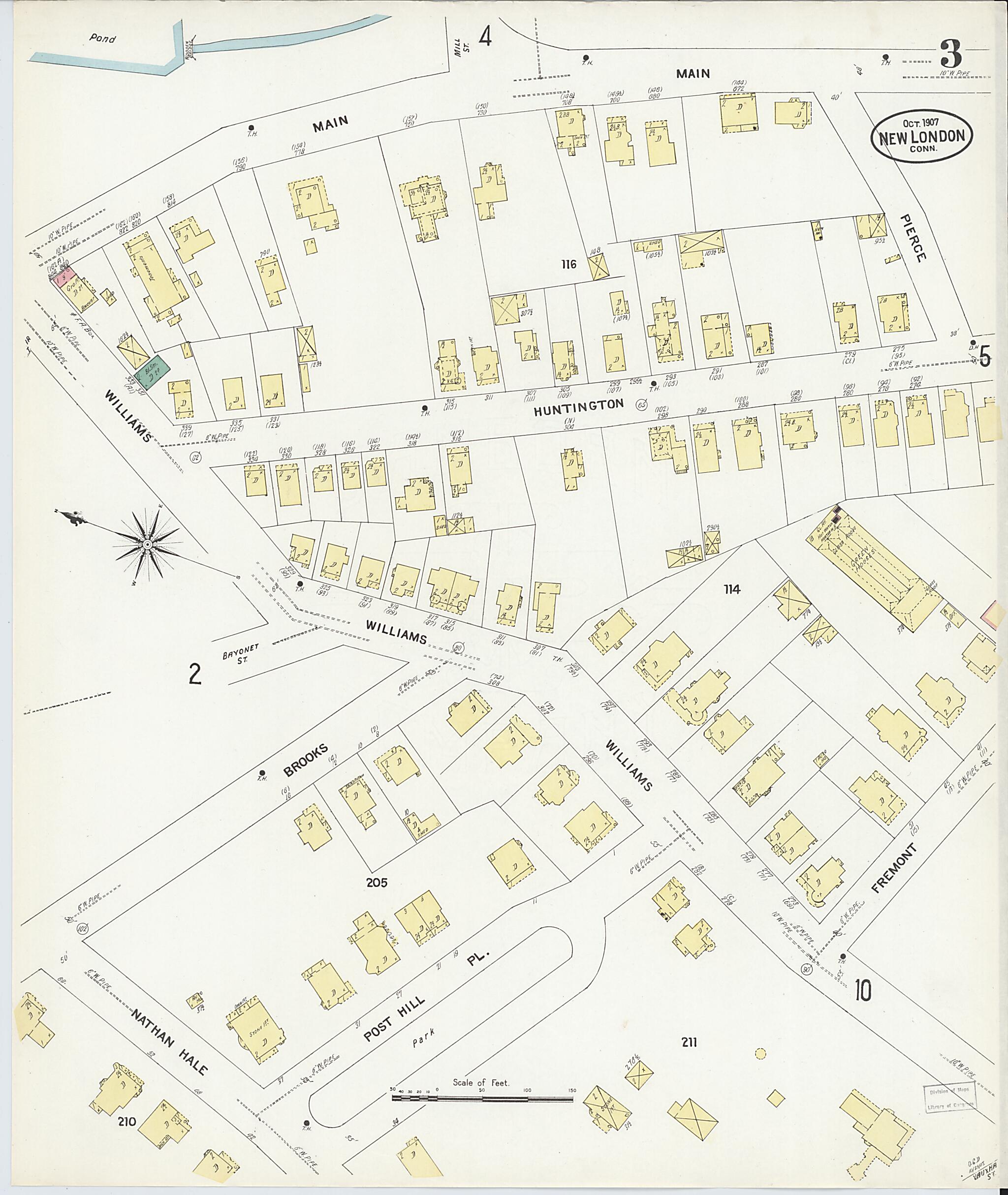 This old map of New London, New London County, Connecticut was created by Sanborn Map Company in 1907