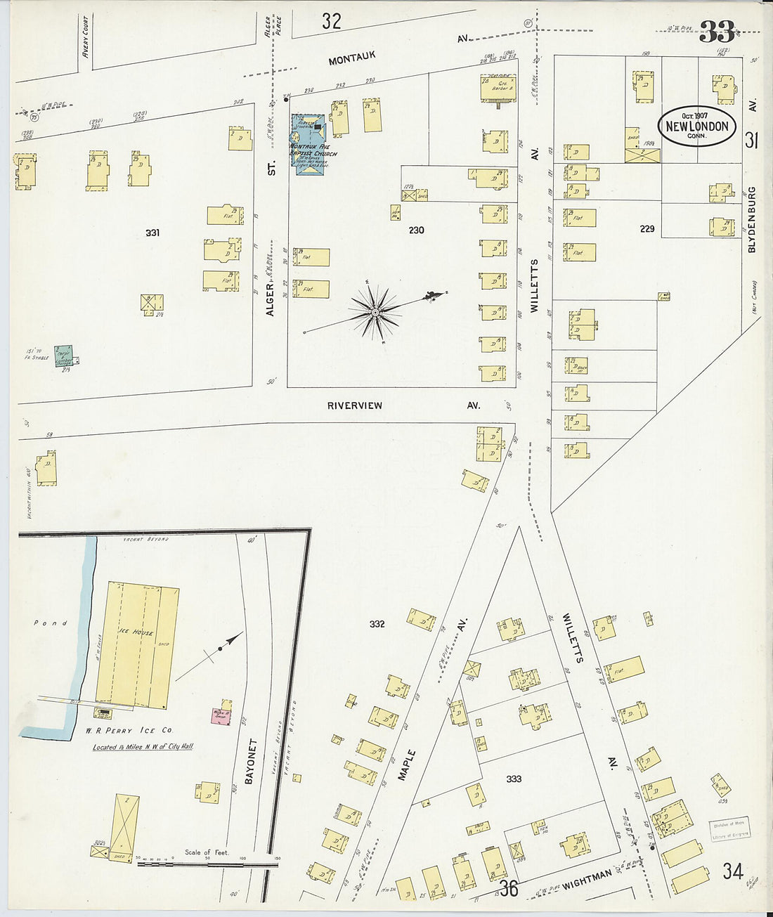 This old map of New London, New London County, Connecticut was created by Sanborn Map Company in 1907