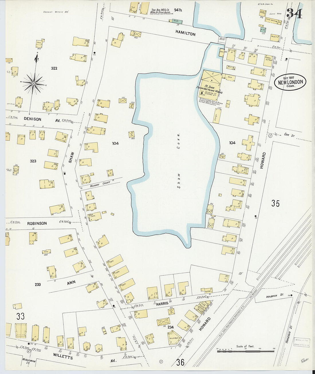 This old map of New London, New London County, Connecticut was created by Sanborn Map Company in 1907