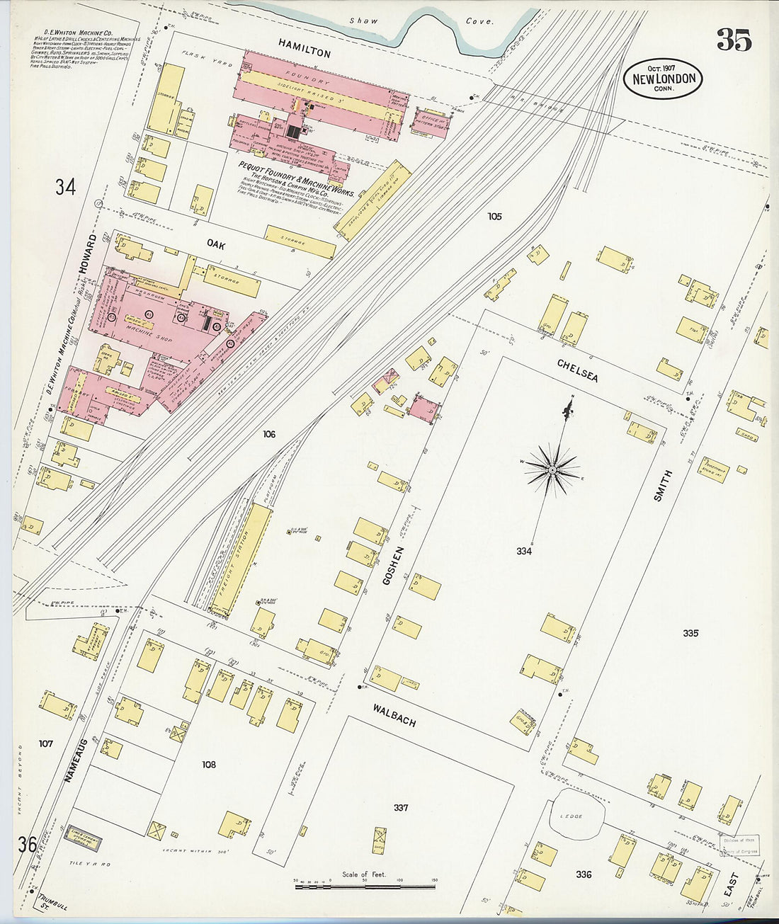 This old map of New London, New London County, Connecticut was created by Sanborn Map Company in 1907