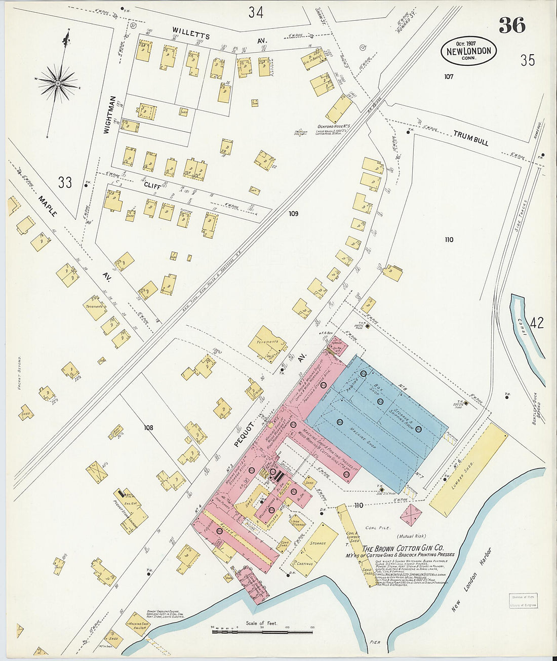 This old map of New London, New London County, Connecticut was created by Sanborn Map Company in 1907
