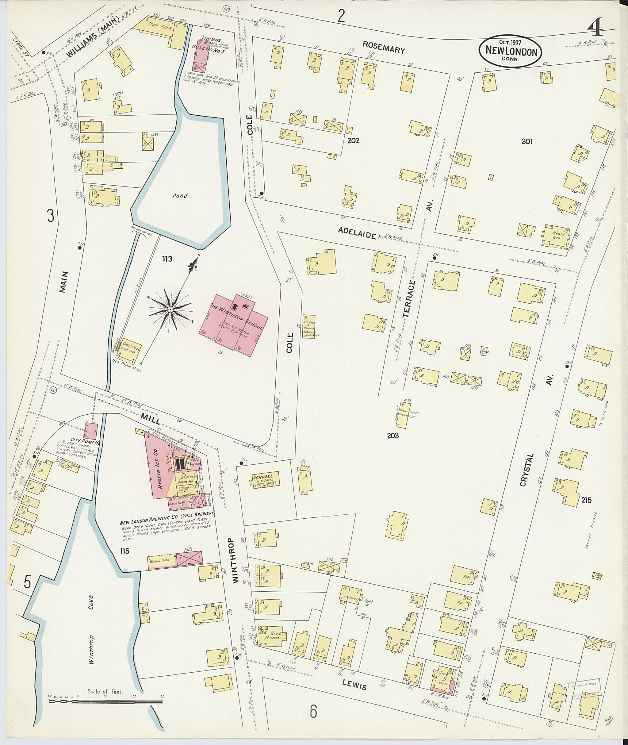 This old map of New London, New London County, Connecticut was created by Sanborn Map Company in 1907