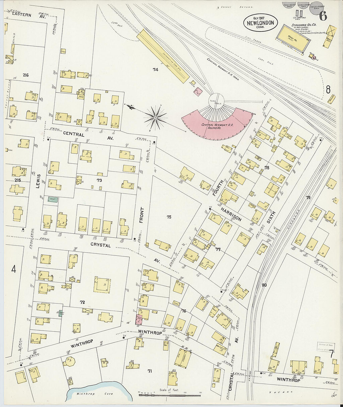 This old map of New London, New London County, Connecticut was created by Sanborn Map Company in 1907