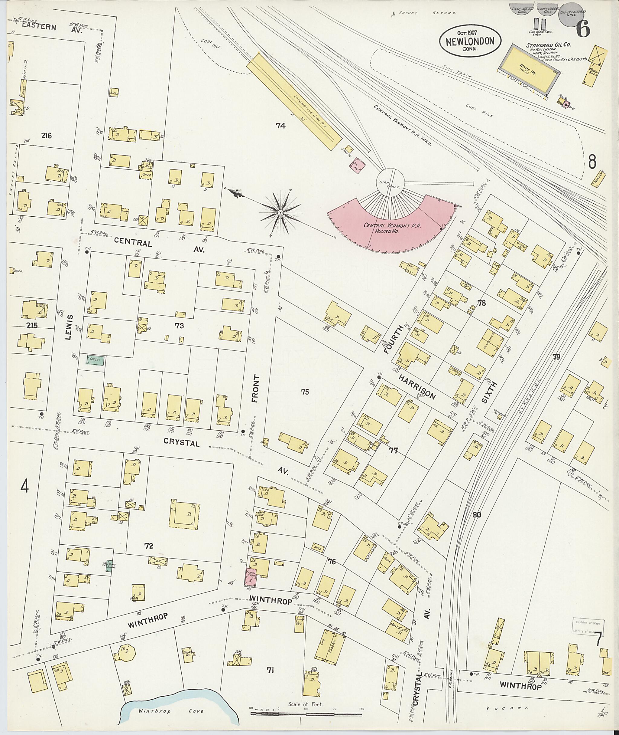 This old map of New London, New London County, Connecticut was created by Sanborn Map Company in 1907