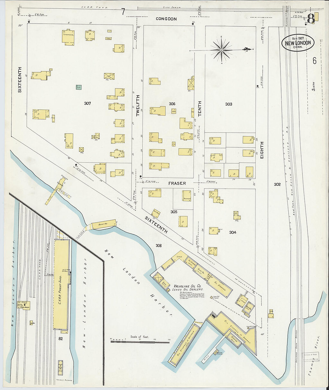 This old map of New London, New London County, Connecticut was created by Sanborn Map Company in 1907