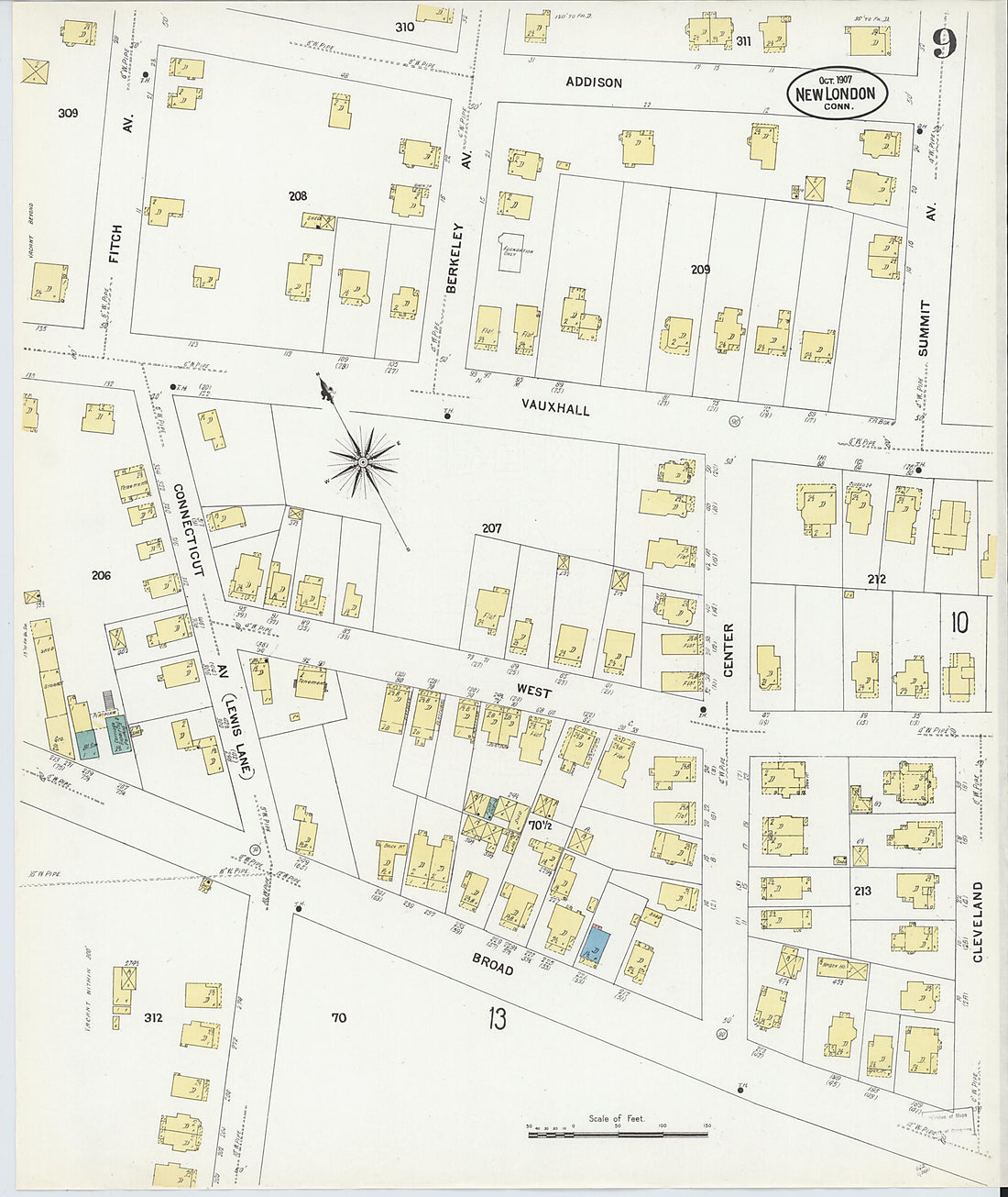 This old map of New London, New London County, Connecticut was created by Sanborn Map Company in 1907