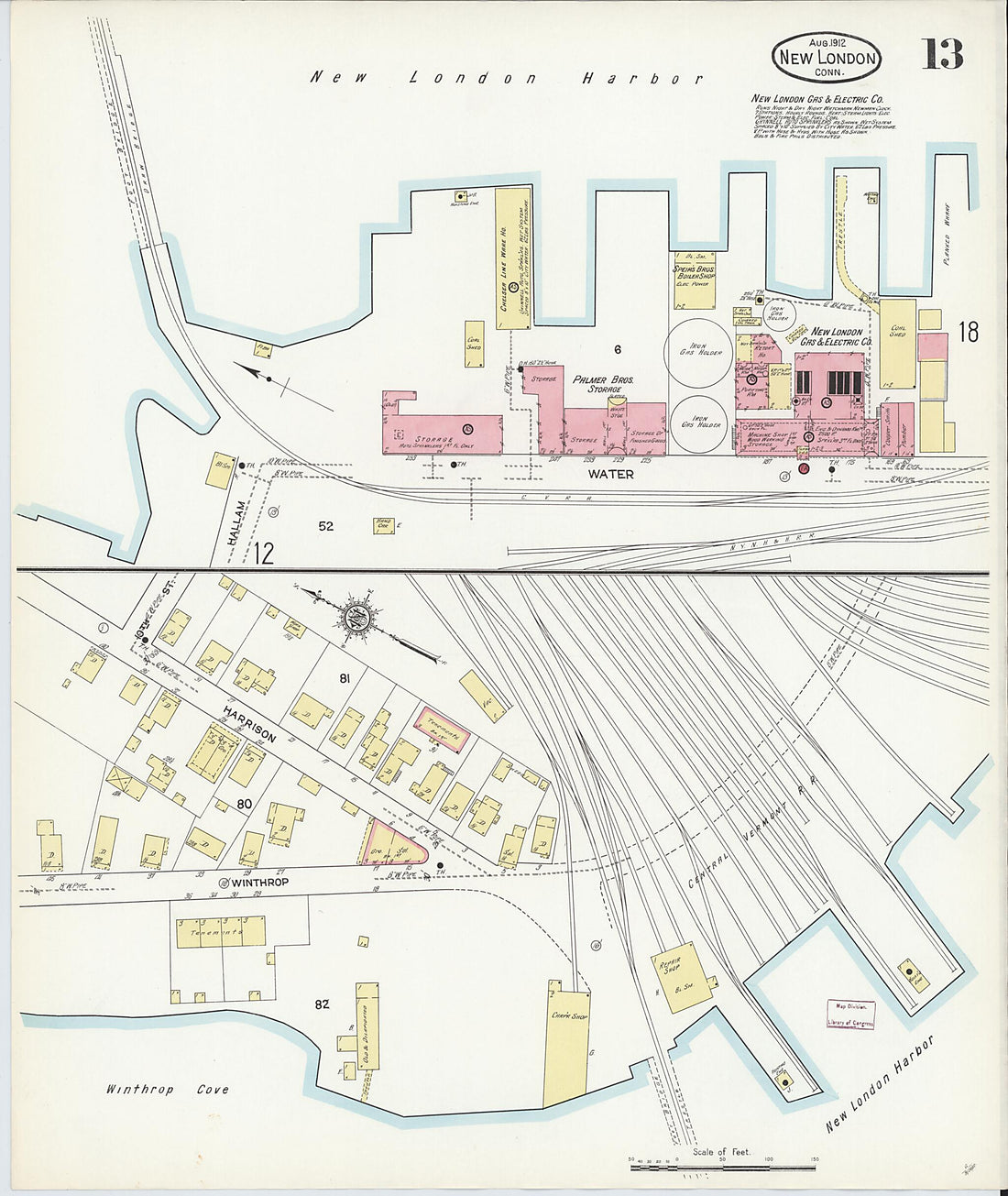 This old map of New London, New London County, Connecticut was created by Sanborn Map Company in 1912
