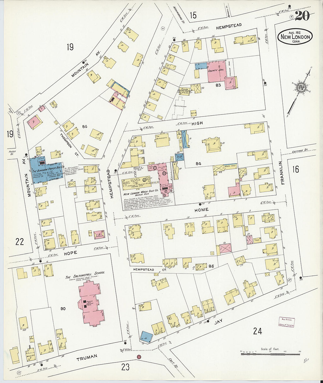 This old map of New London, New London County, Connecticut was created by Sanborn Map Company in 1912