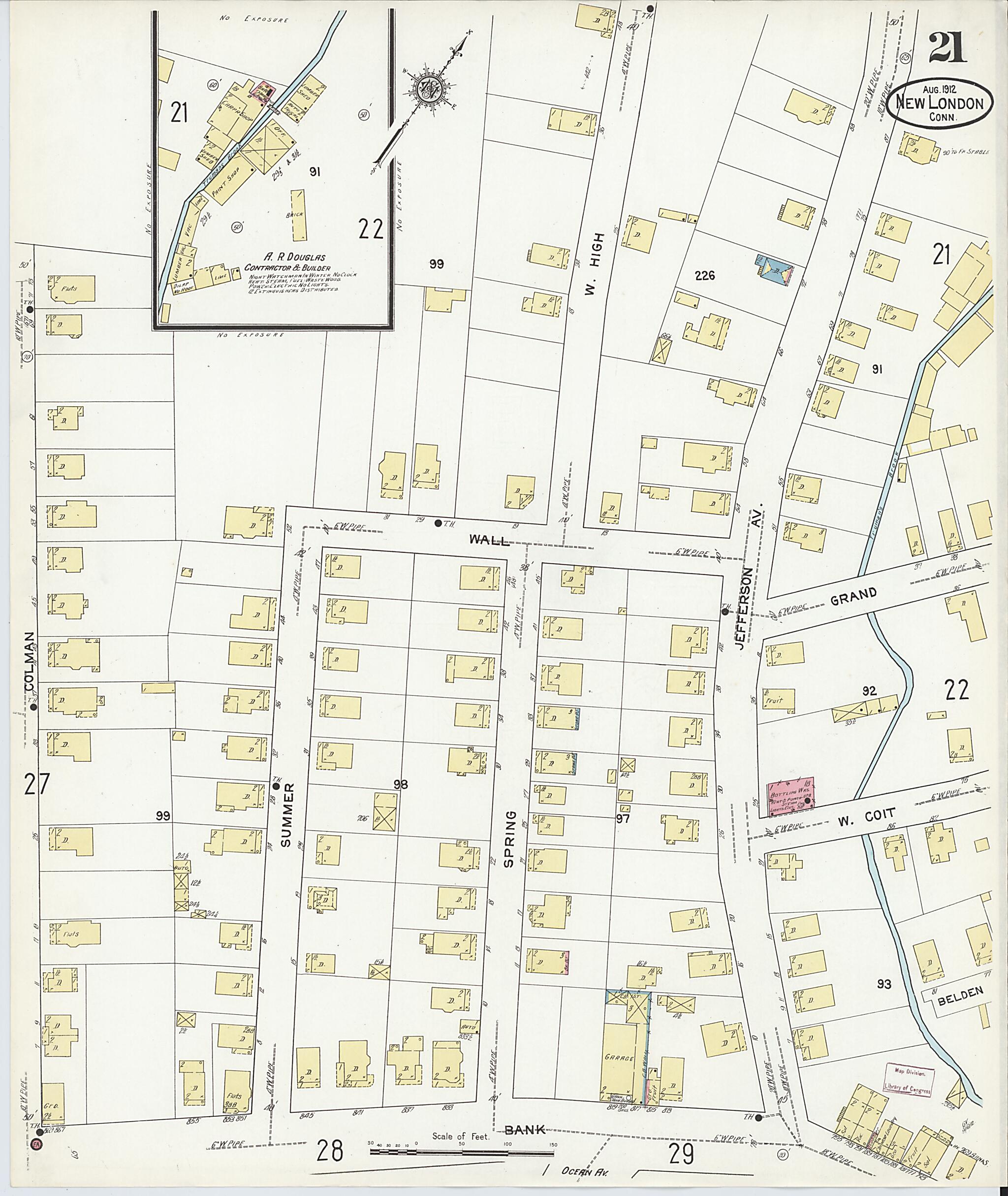 This old map of New London, New London County, Connecticut was created by Sanborn Map Company in 1912