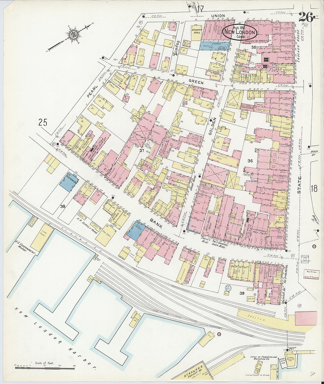 This old map of New London, New London County, Connecticut was created by Sanborn Map Company in 1912