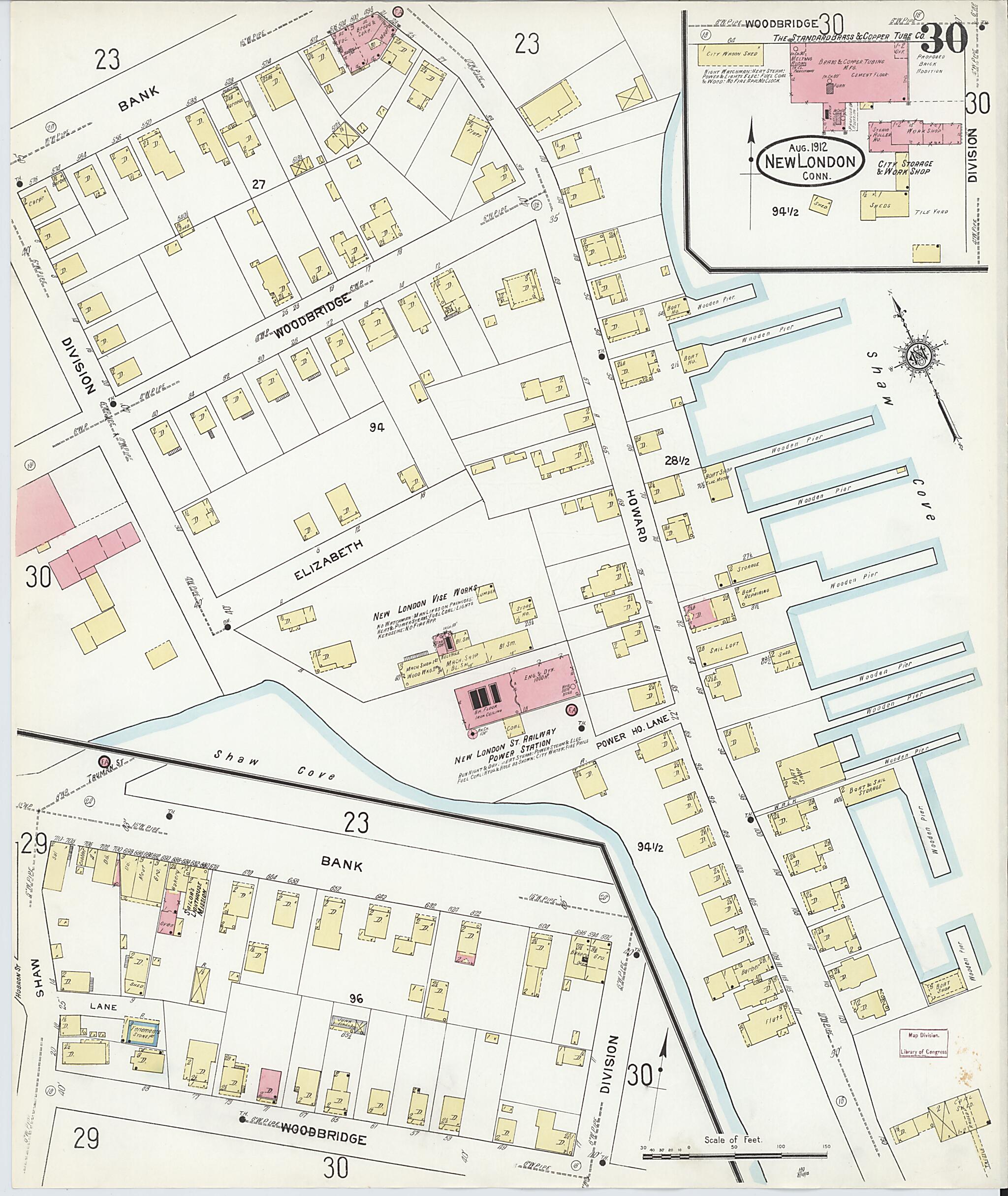 This old map of New London, New London County, Connecticut was created by Sanborn Map Company in 1912