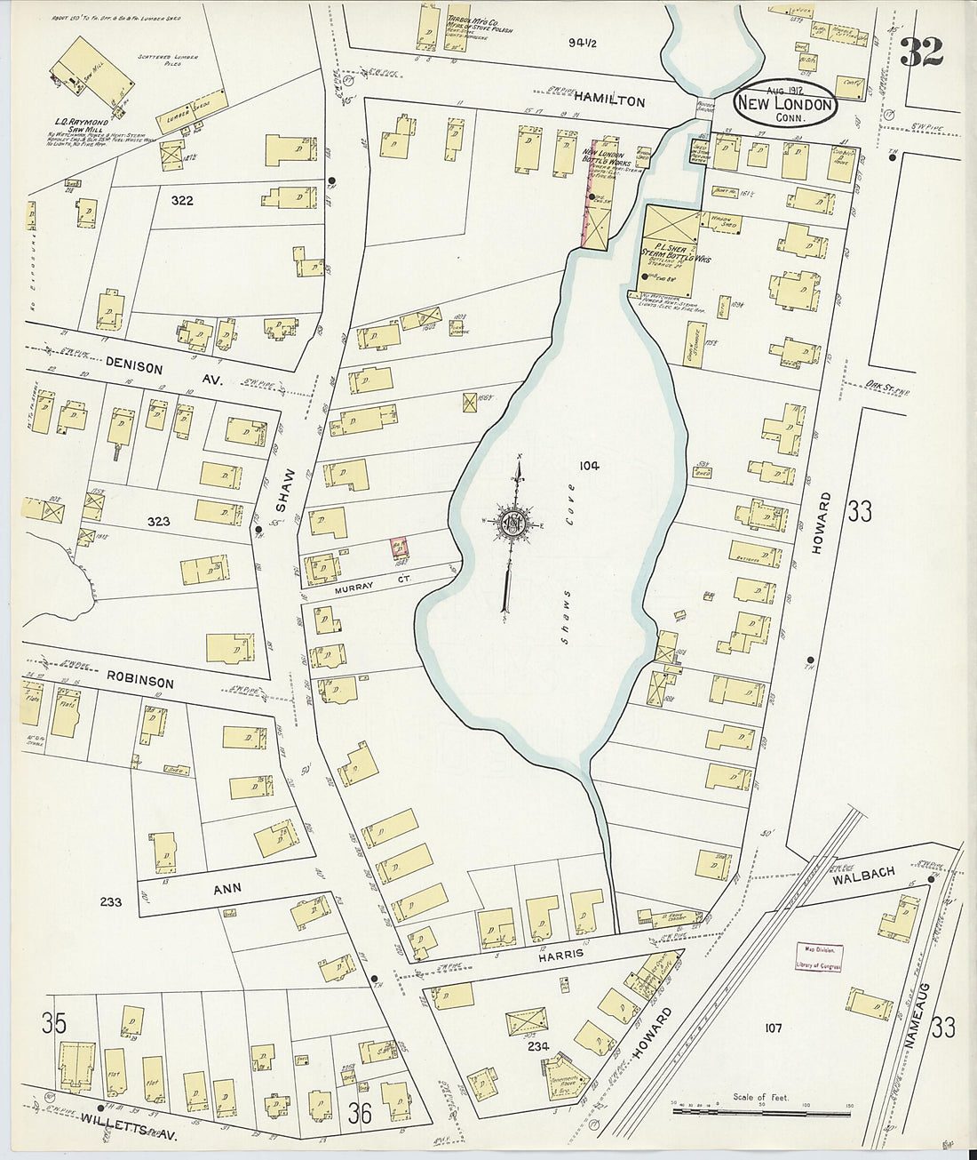This old map of New London, New London County, Connecticut was created by Sanborn Map Company in 1912