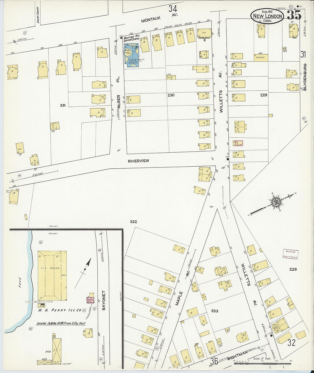 This old map of New London, New London County, Connecticut was created by Sanborn Map Company in 1912