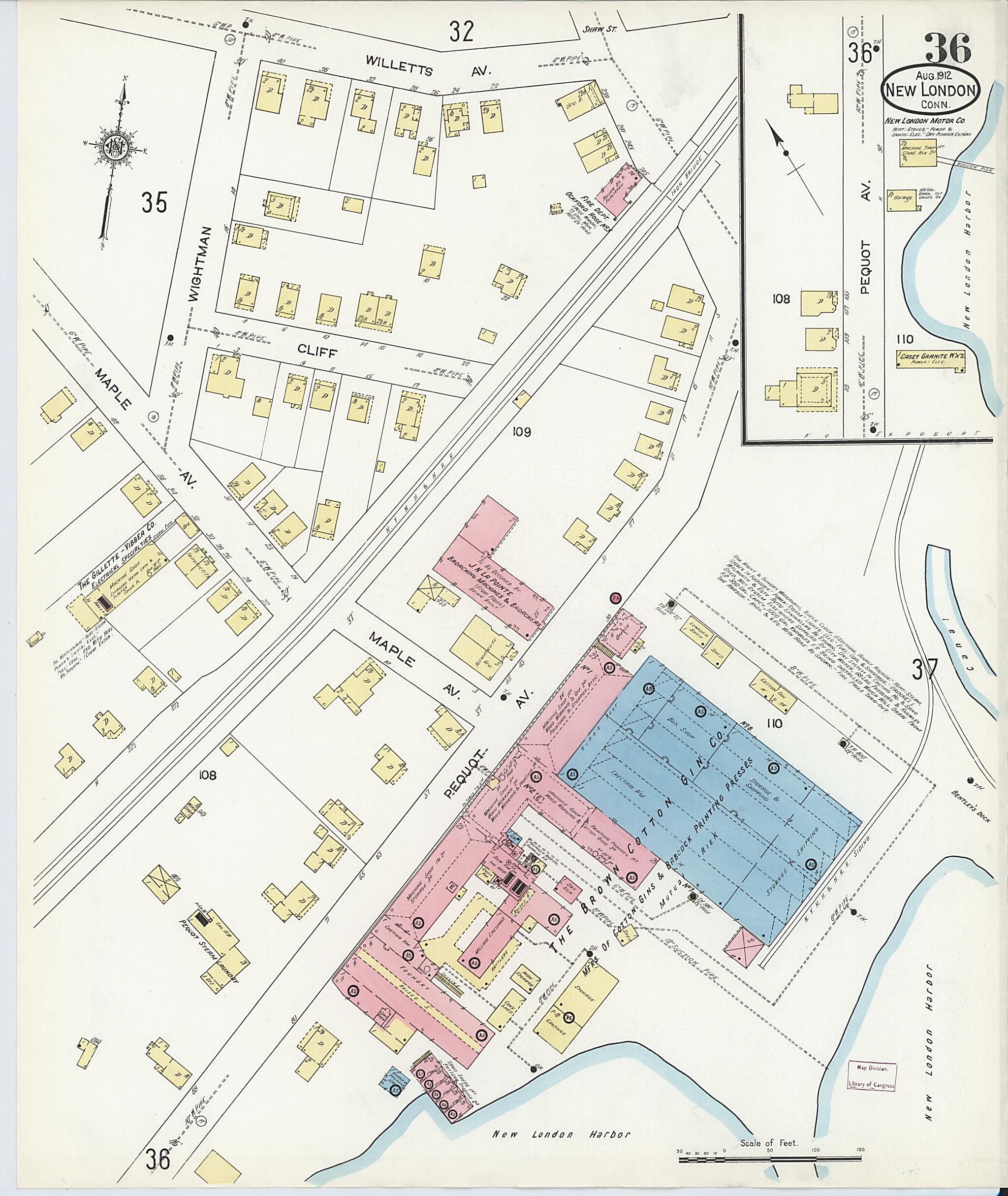This old map of New London, New London County, Connecticut was created by Sanborn Map Company in 1912