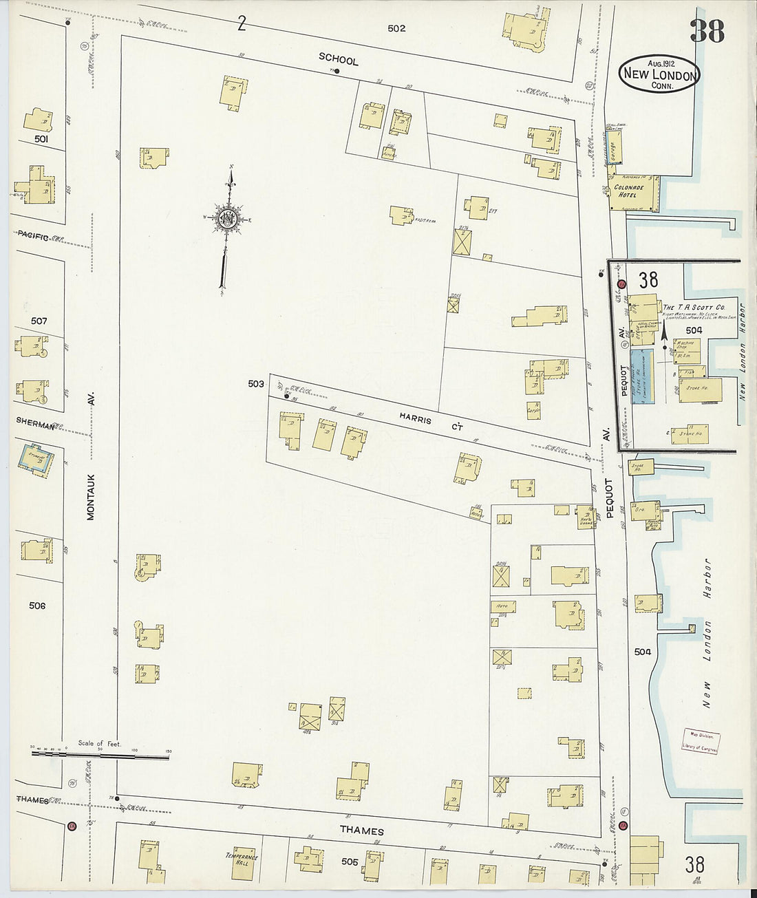 This old map of New London, New London County, Connecticut was created by Sanborn Map Company in 1912
