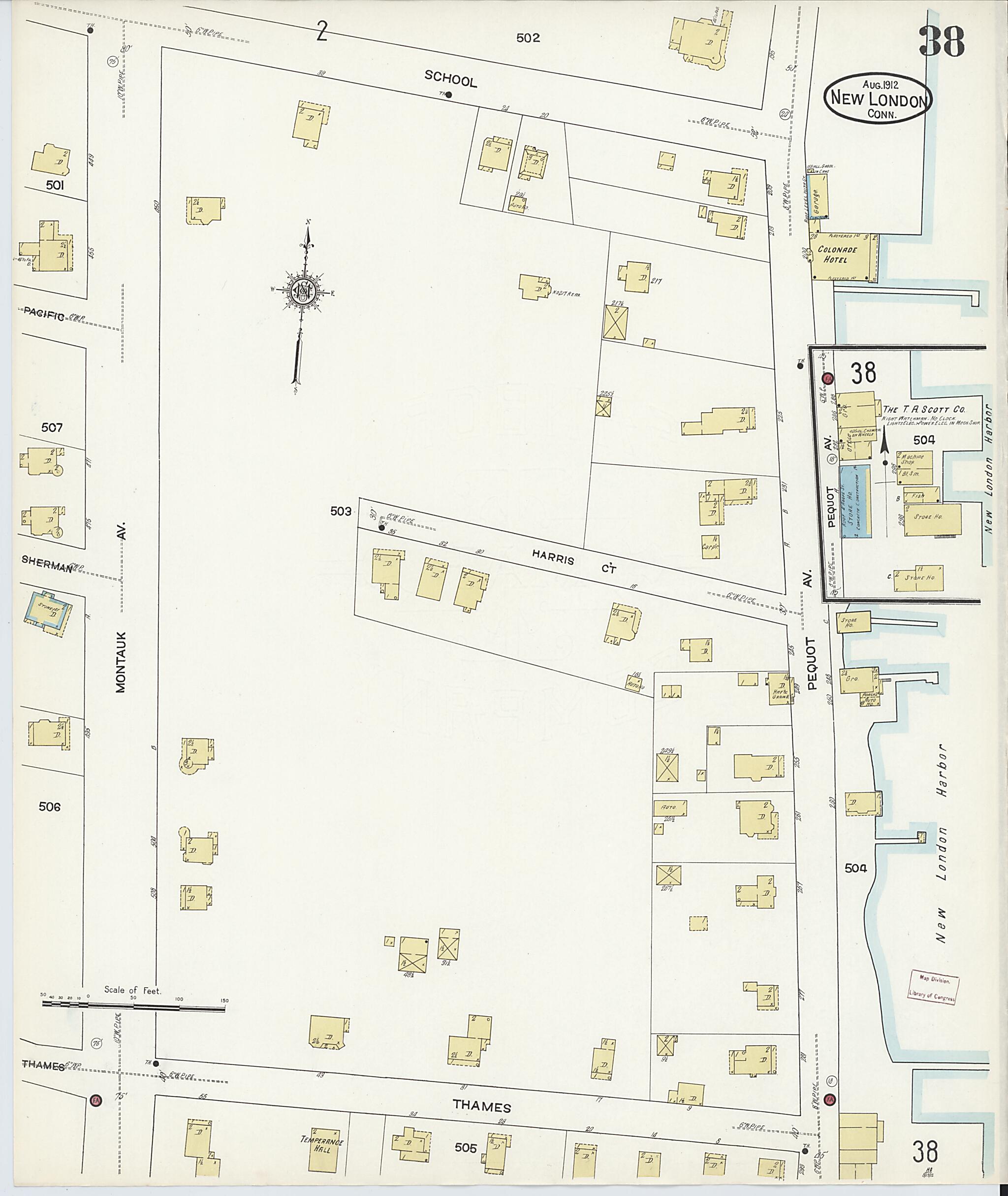 This old map of New London, New London County, Connecticut was created by Sanborn Map Company in 1912