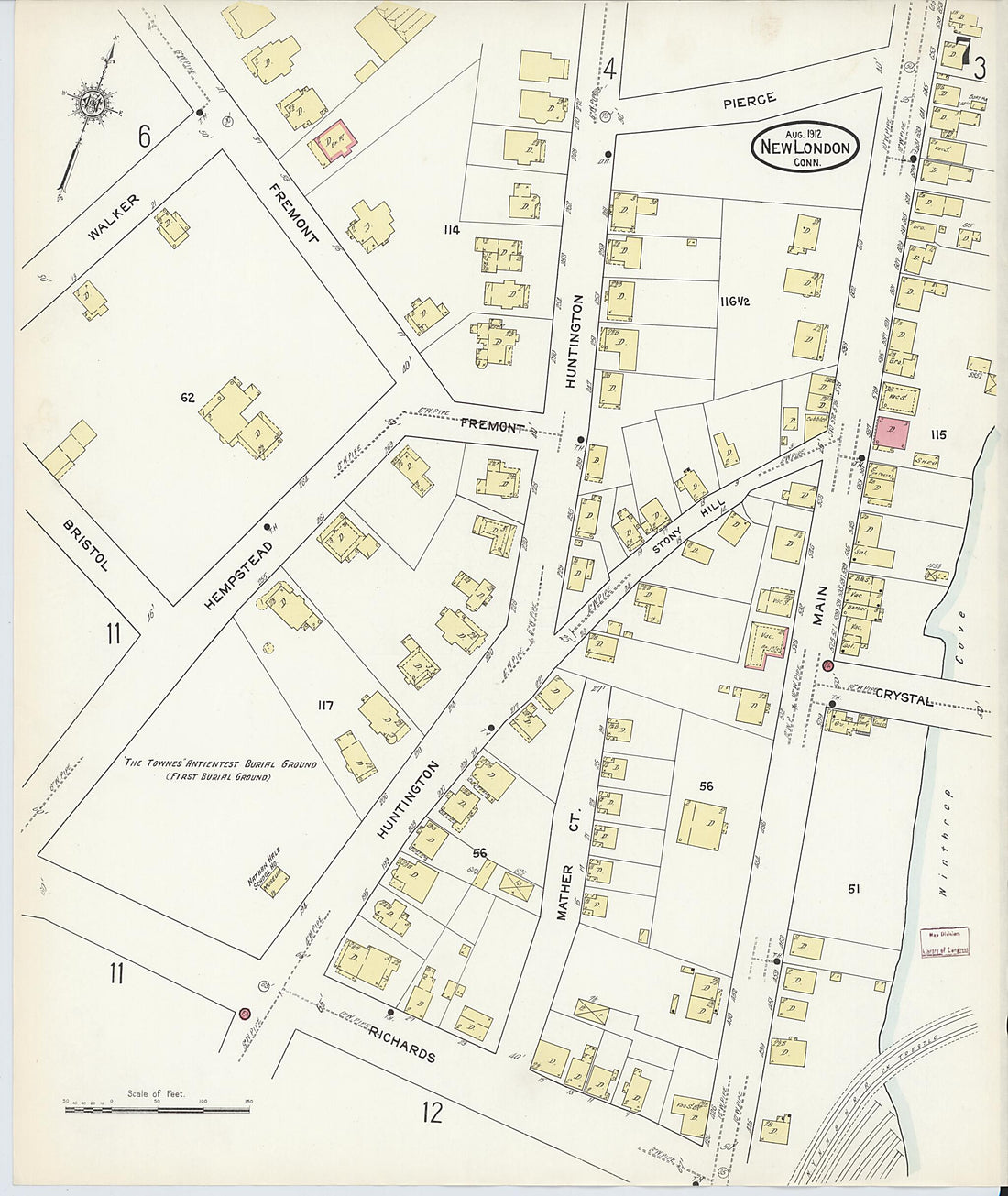 This old map of New London, New London County, Connecticut was created by Sanborn Map Company in 1912