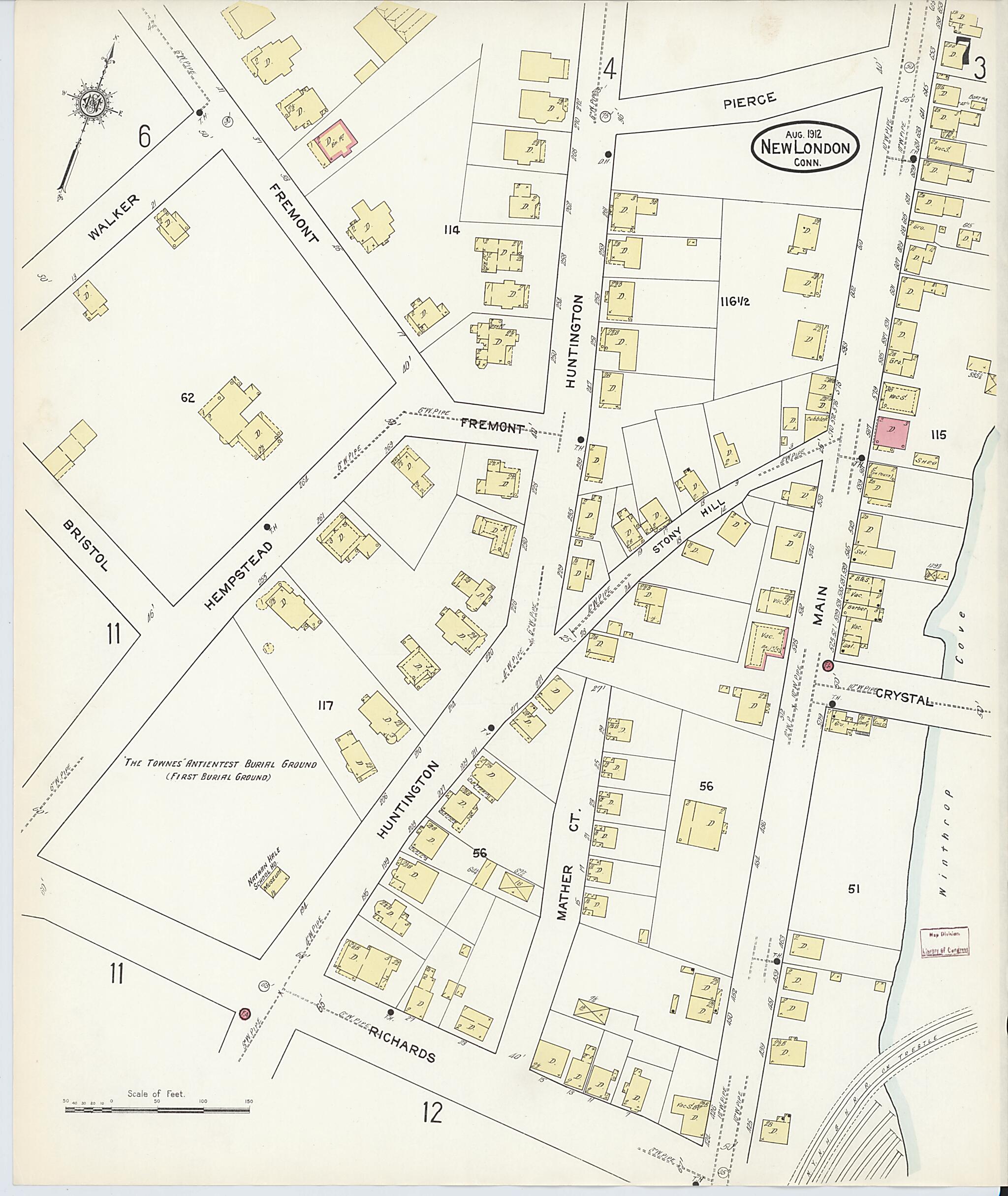 This old map of New London, New London County, Connecticut was created by Sanborn Map Company in 1912