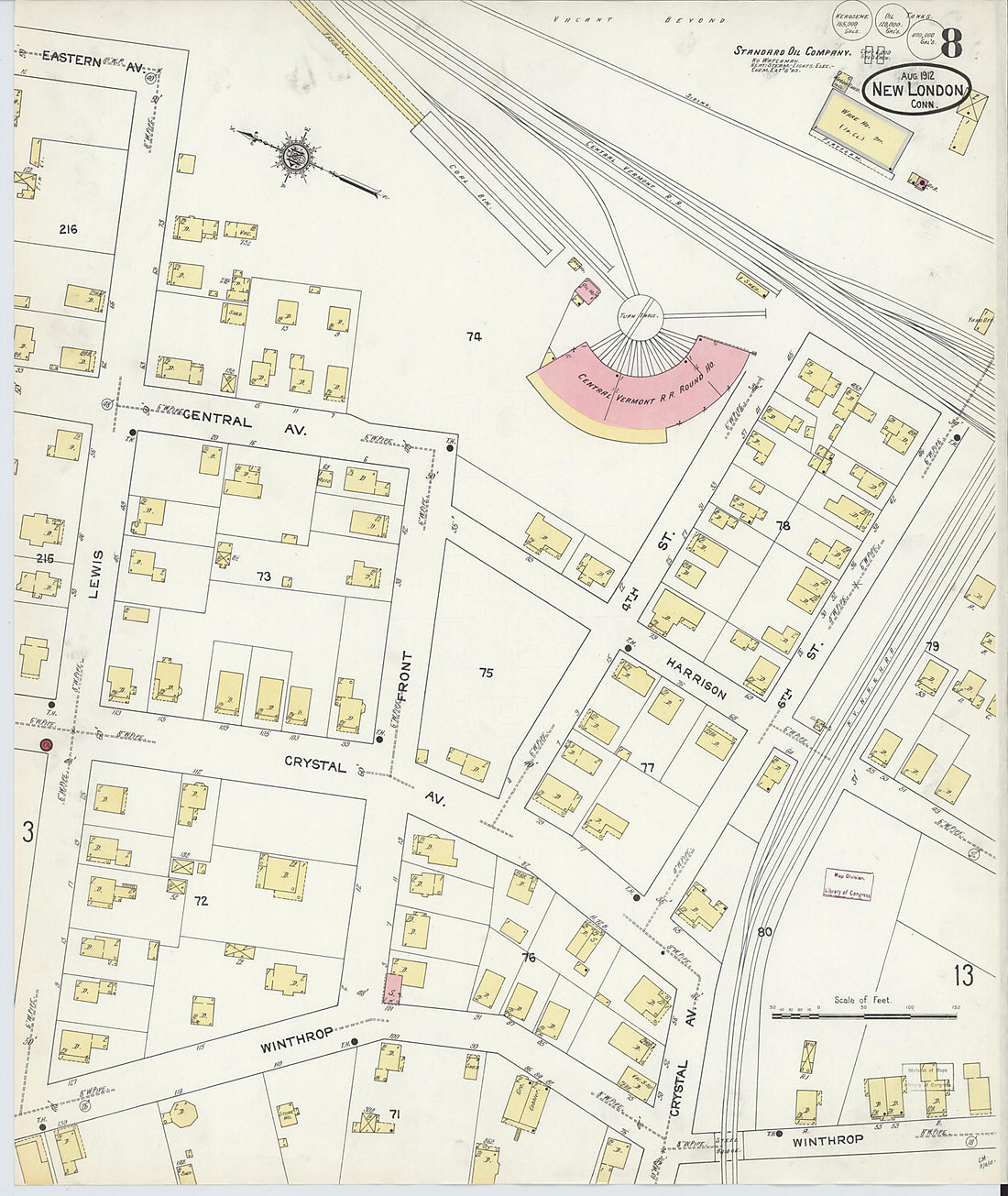 This old map of New London, New London County, Connecticut was created by Sanborn Map Company in 1912
