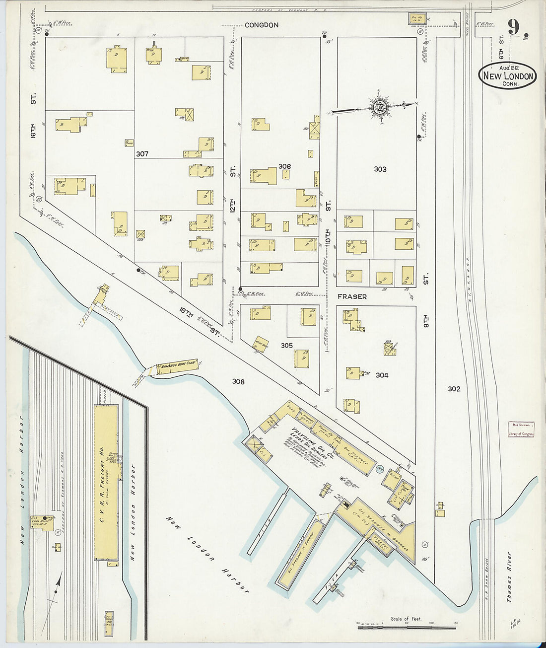 This old map of New London, New London County, Connecticut was created by Sanborn Map Company in 1912
