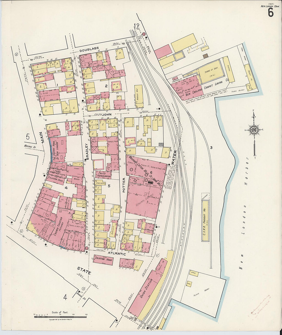 This old map of New London, New London County, Connecticut was created by Sanborn Map Company in 1921